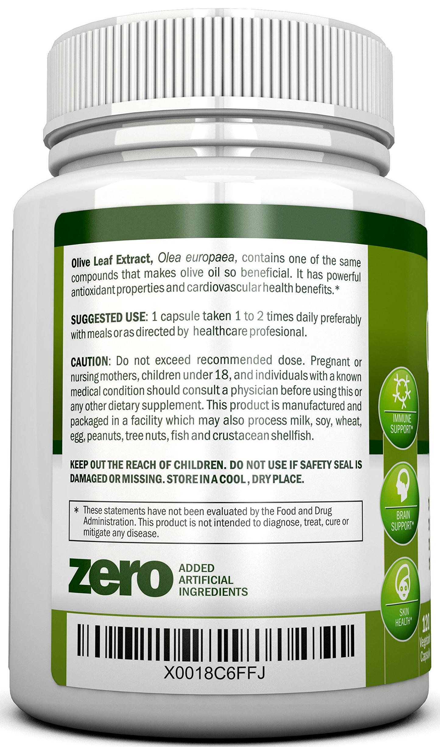 NutriONN Olive Leaf Extract 750 mg Capsules, 120 Count
