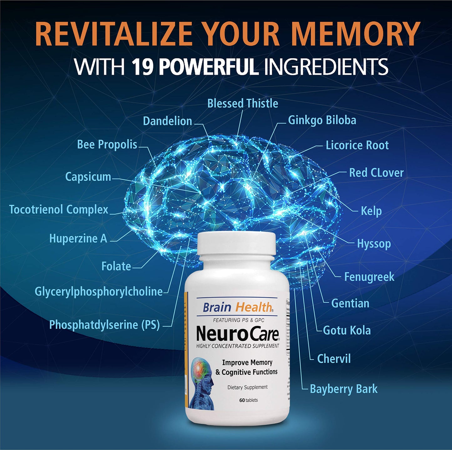Vitamins Organic Farms Neuro Care Nootropic Brain Health Supplement Tablet, 60 Tablets