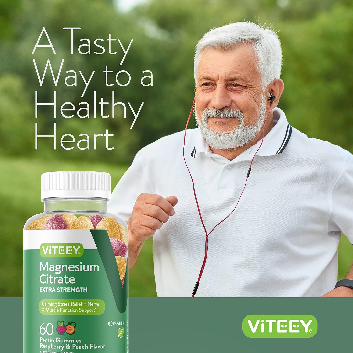 Viteey Magnesium Gummies for Adults - 170mg Magnesium Citrate per Gummy, Calm, Sleep, Nerve & Muscle Function Support - Vegan, Gluten Free, 120 Gummies