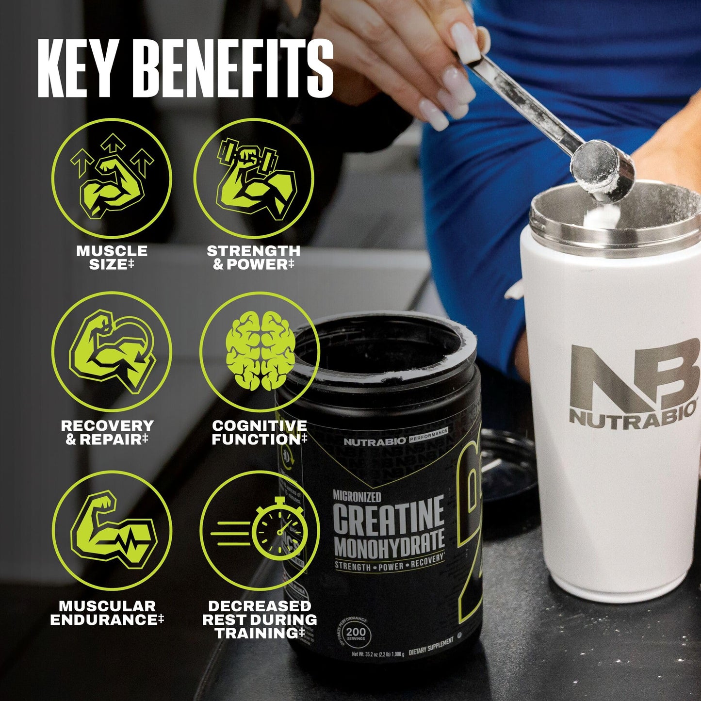 NutraBio Pure Micronized Creatine Monohydrate Powder 17.6 oz