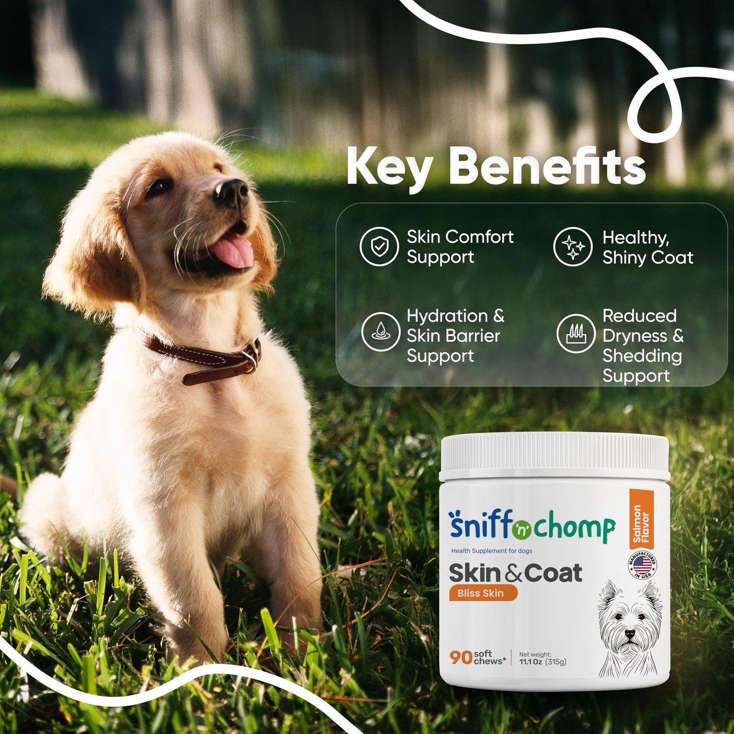 SNIFF 'N' CHOMP Omega 3 for Dogs Soft Chews, 90 Soft Chews