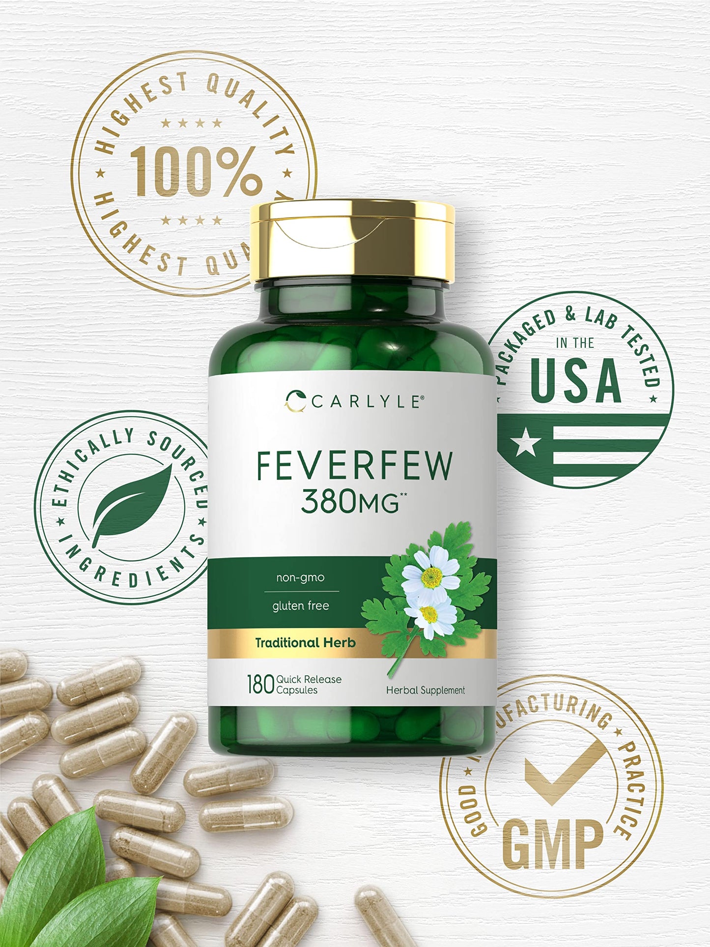 Carlyle Feverfew Capsules 180 Count