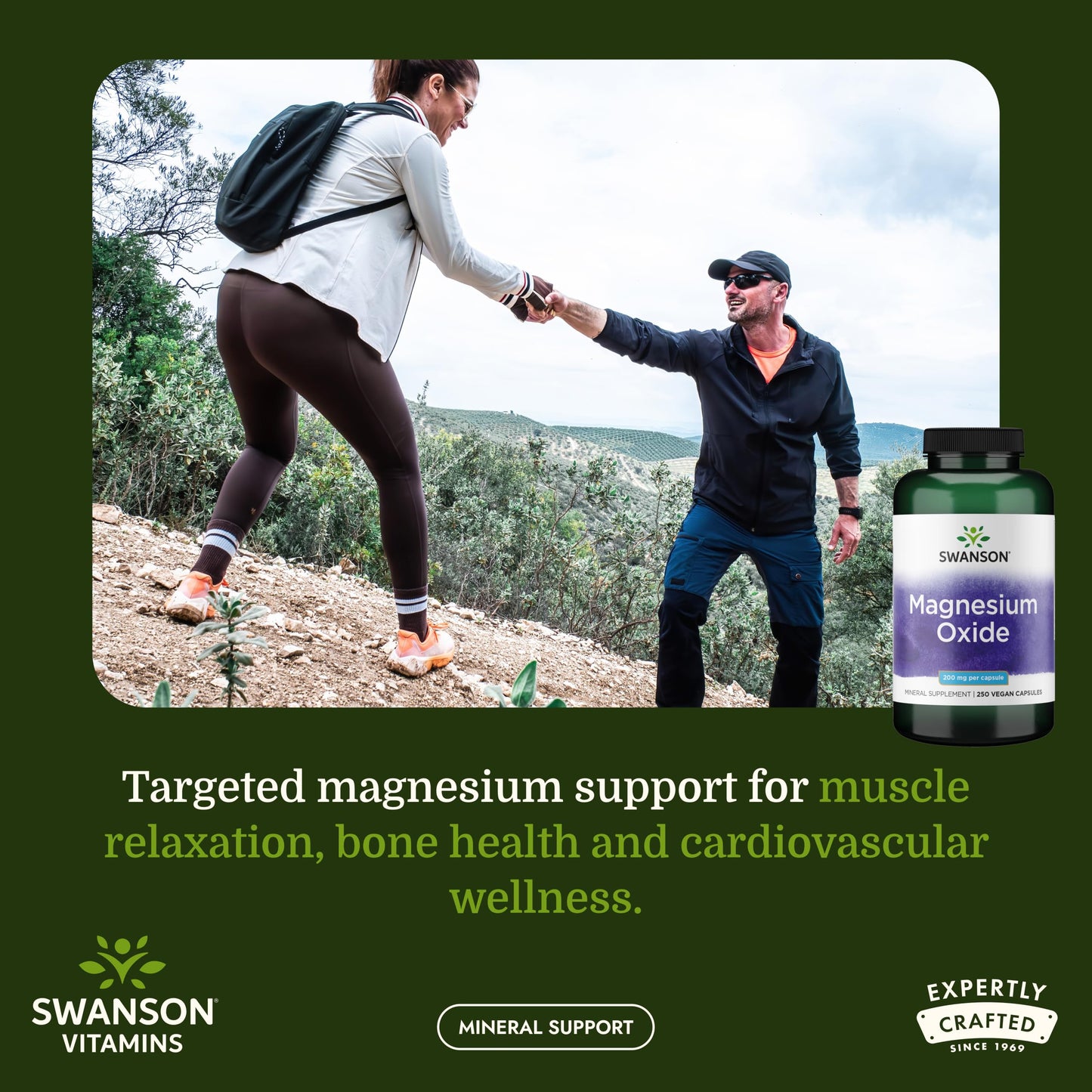 Swanson Magnesium 200 mg Capsules, 250 Count
