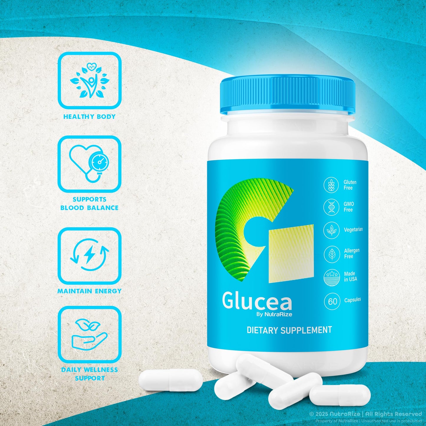 NutraRize Glucea Capsules 60 Count