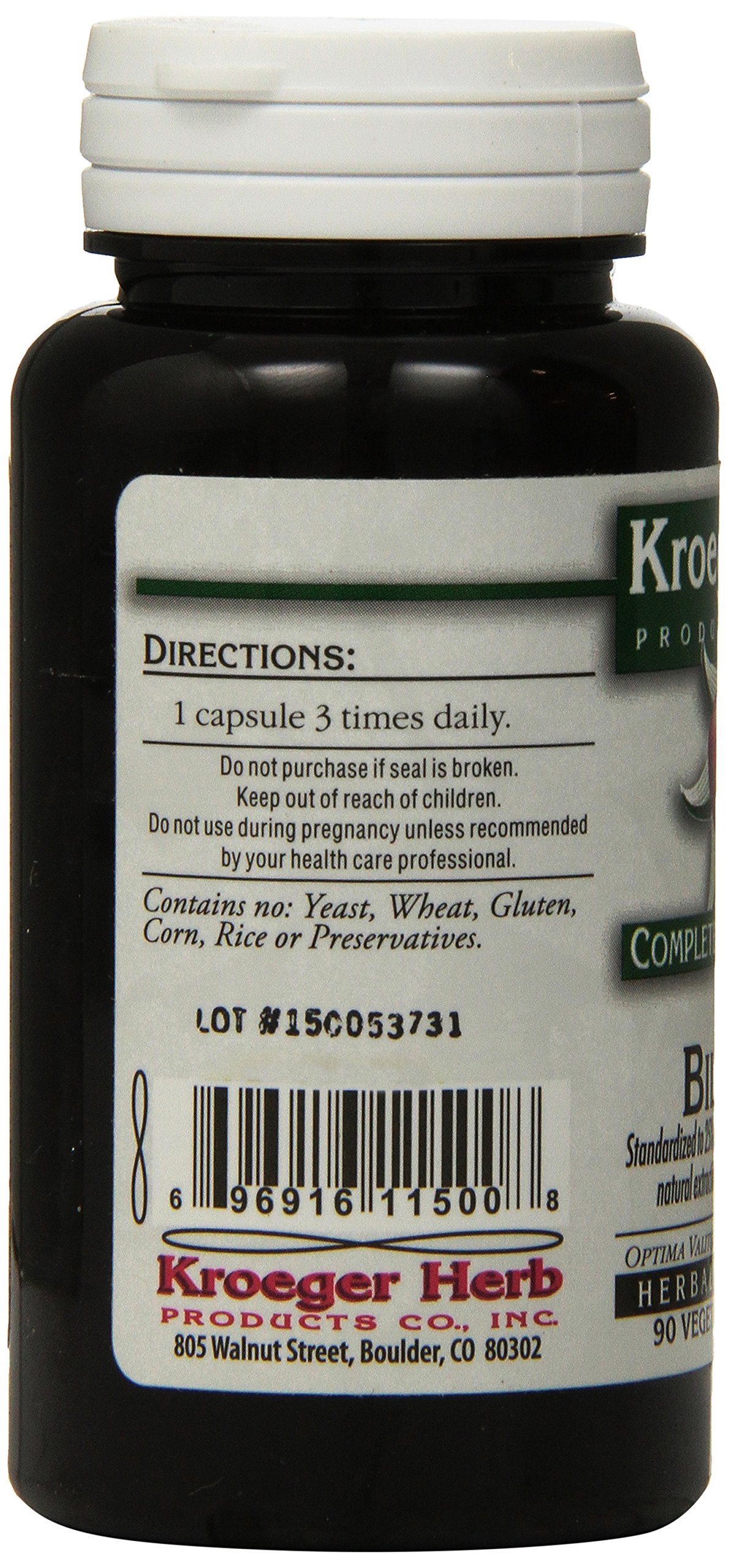 Kroeger Herb Products Bilberry Capsules, 90 Count