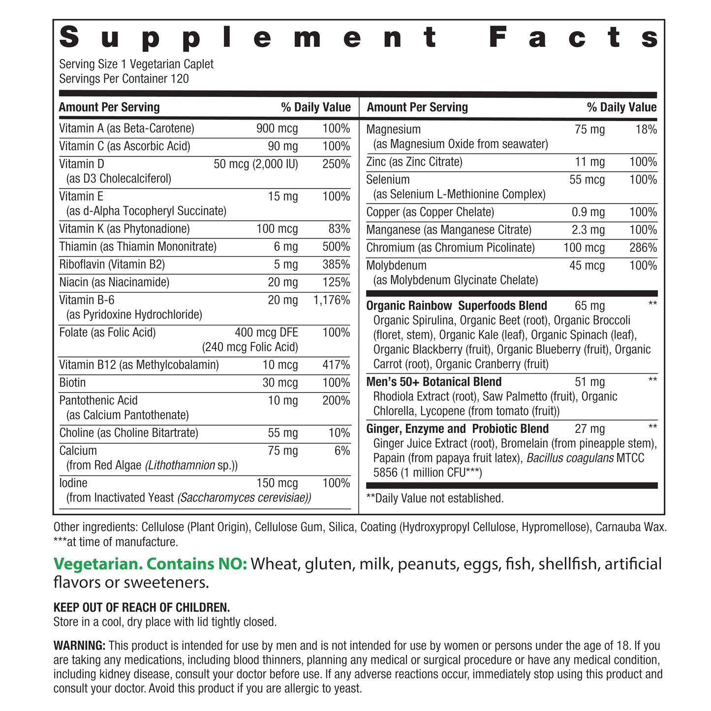 Rainbow Light Men's 50 Plus Multivitamin 120 Tablets