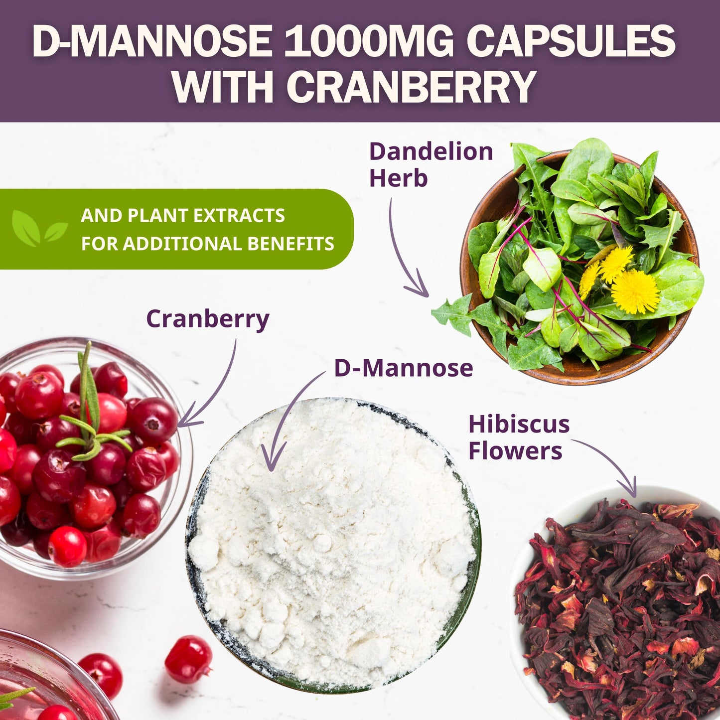 healblend D-Mannose 1000mg Capsules 60 Count