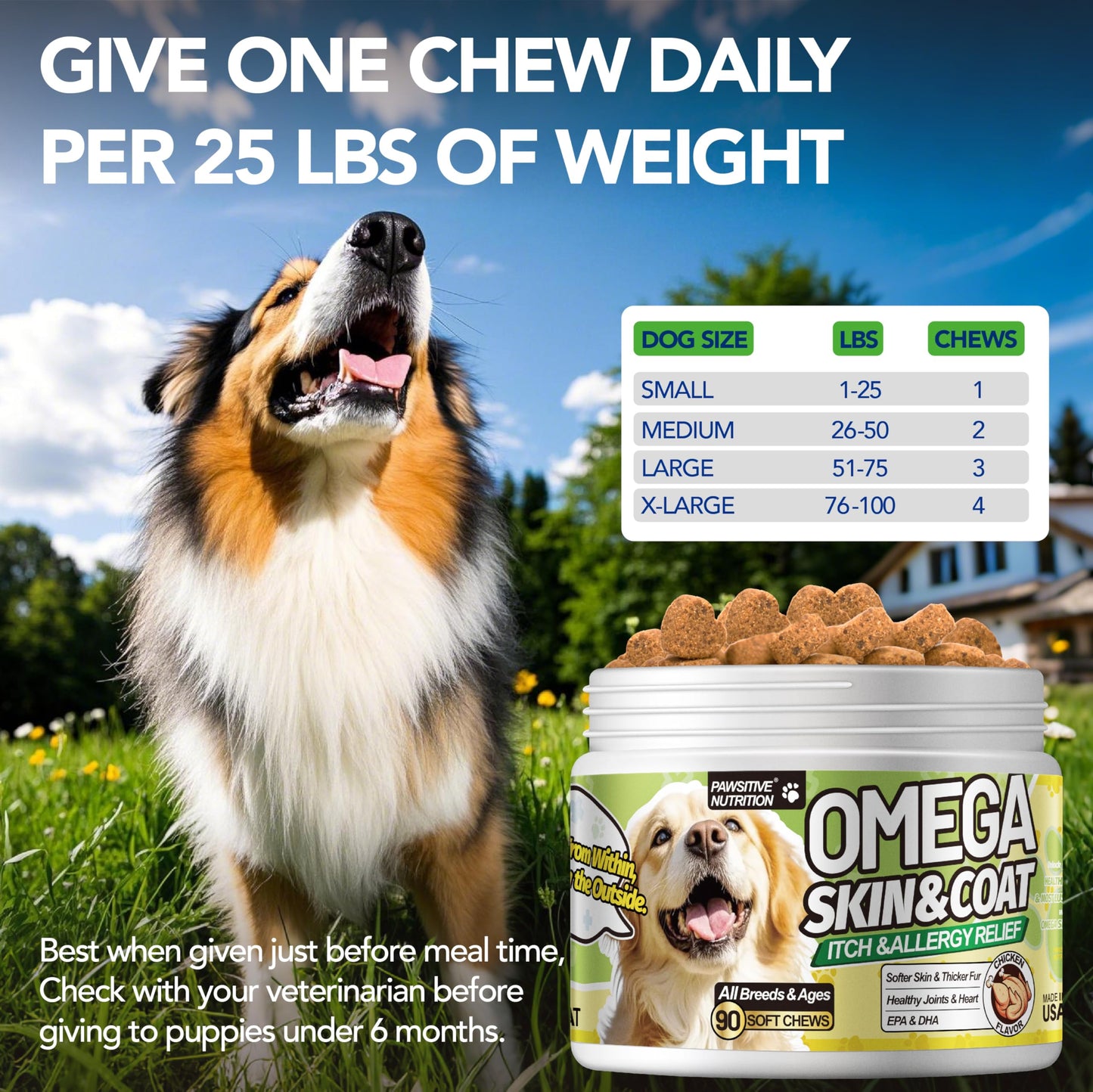 MEGNETA Omega 3-6-9 for All Dogs Chewable, 180 Chews