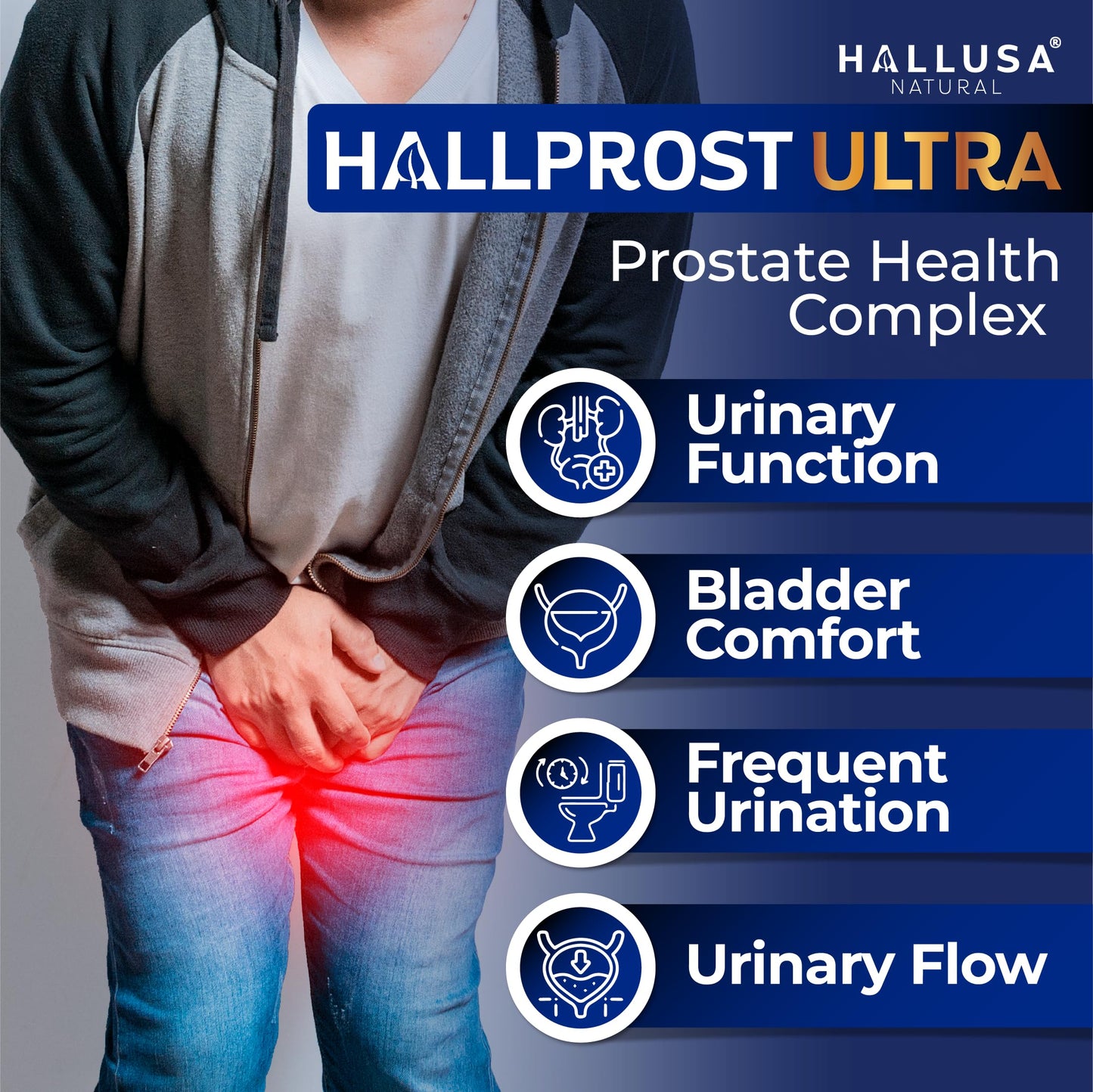 Hallusa Natural Hallprost Ultra Prostate Support 7-in-1 Saw Palmetto Formula 1166mg Lycopene Pygeum Pumpkin Seed Zinc Vitamin E Magnesium Urinary & Bladder Support DHT Blocker, 60 Capsules