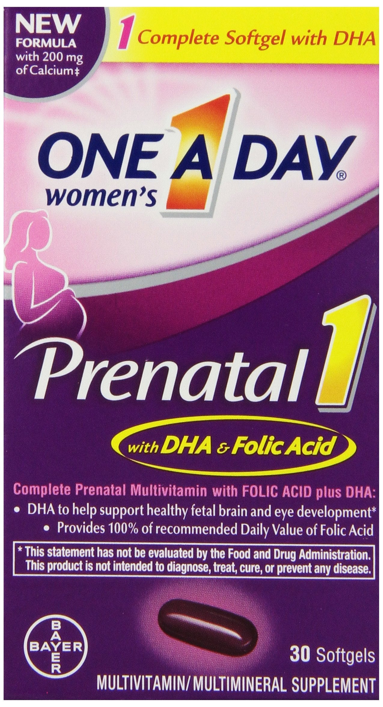 ONE A DAY Women's Prenatal 1 Multivitamin Softgels, 30 Count