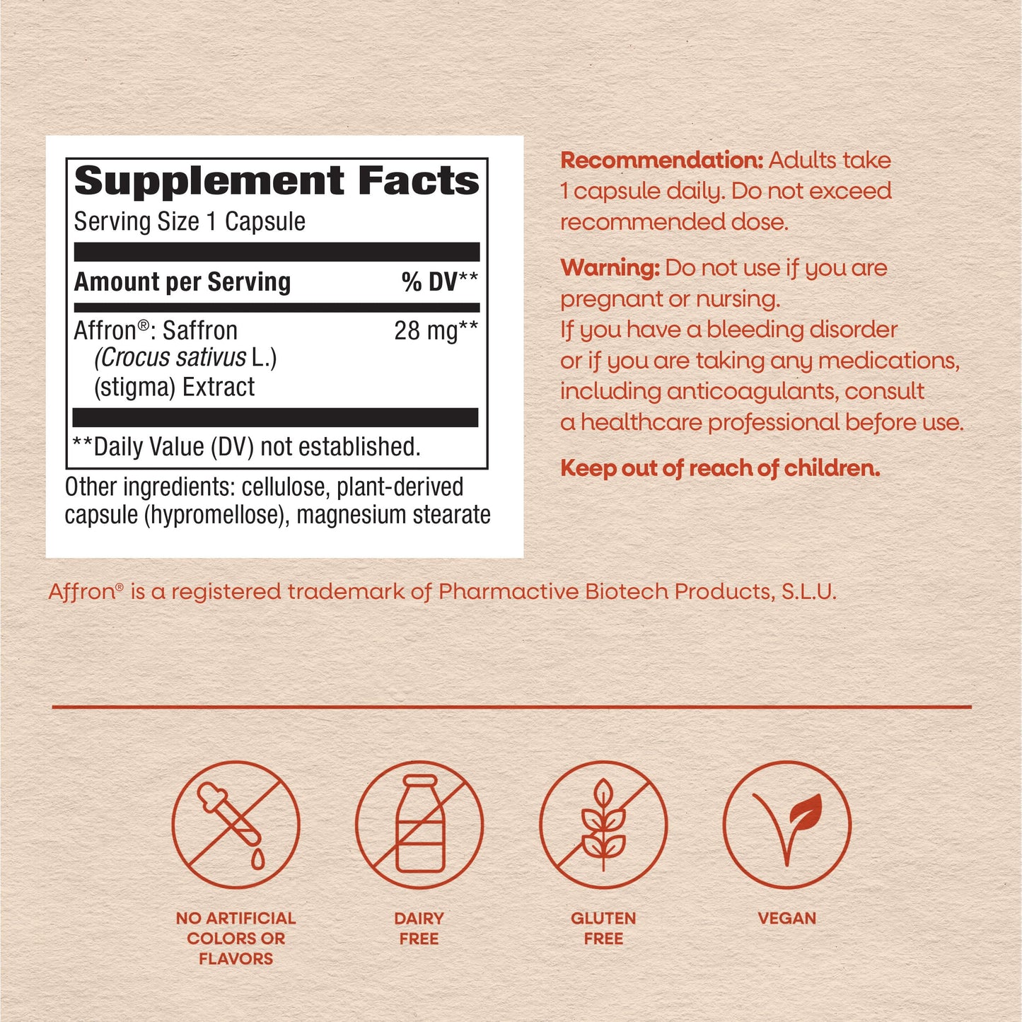 Nature's Way Saffron Capsules Affron Saffron Extract, 60 Capsules