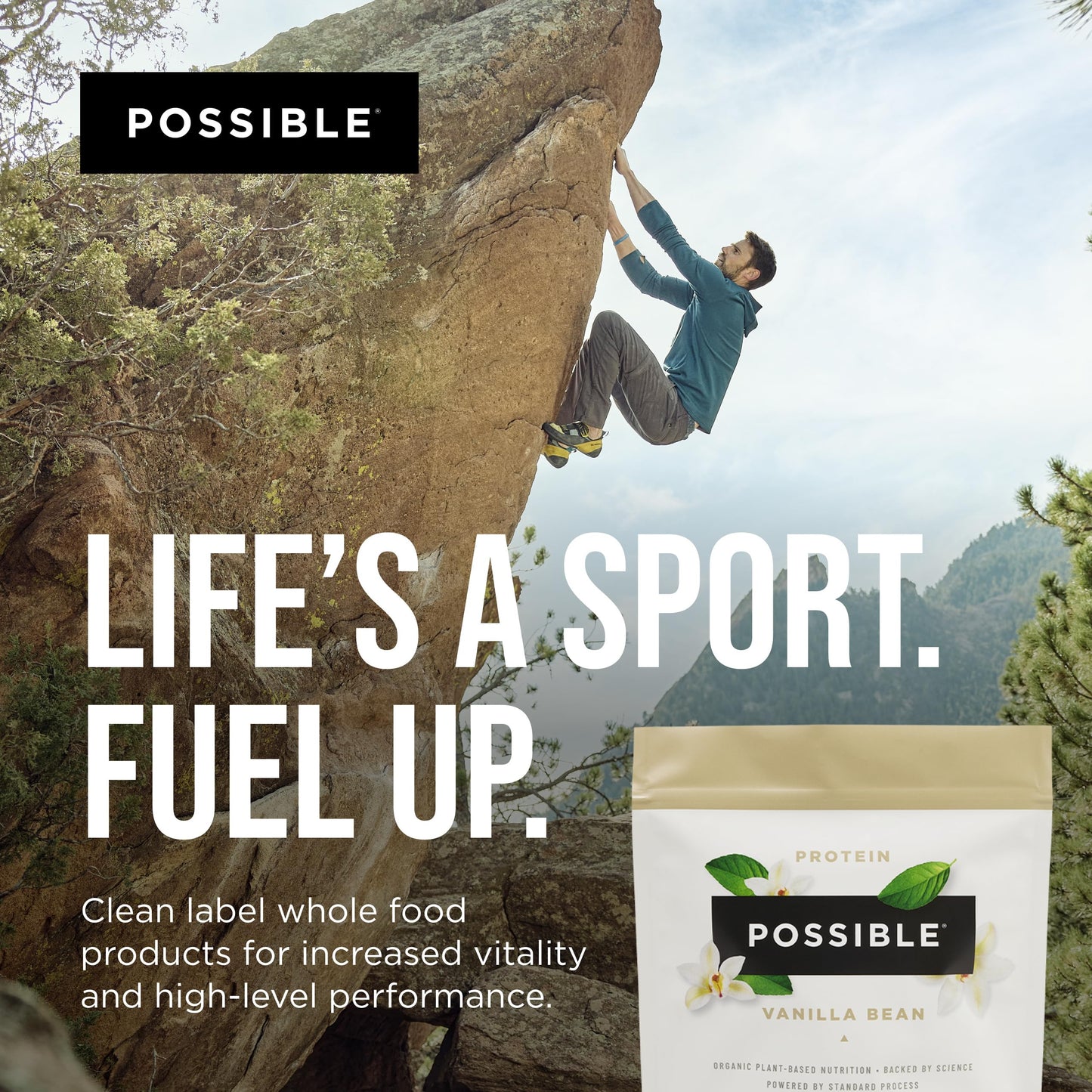 Possible Protein Powder Vanilla - Plant-Based Protein with Essential Amino Acids & BCAAs - 1.25 lb (Pack of 1) - 20