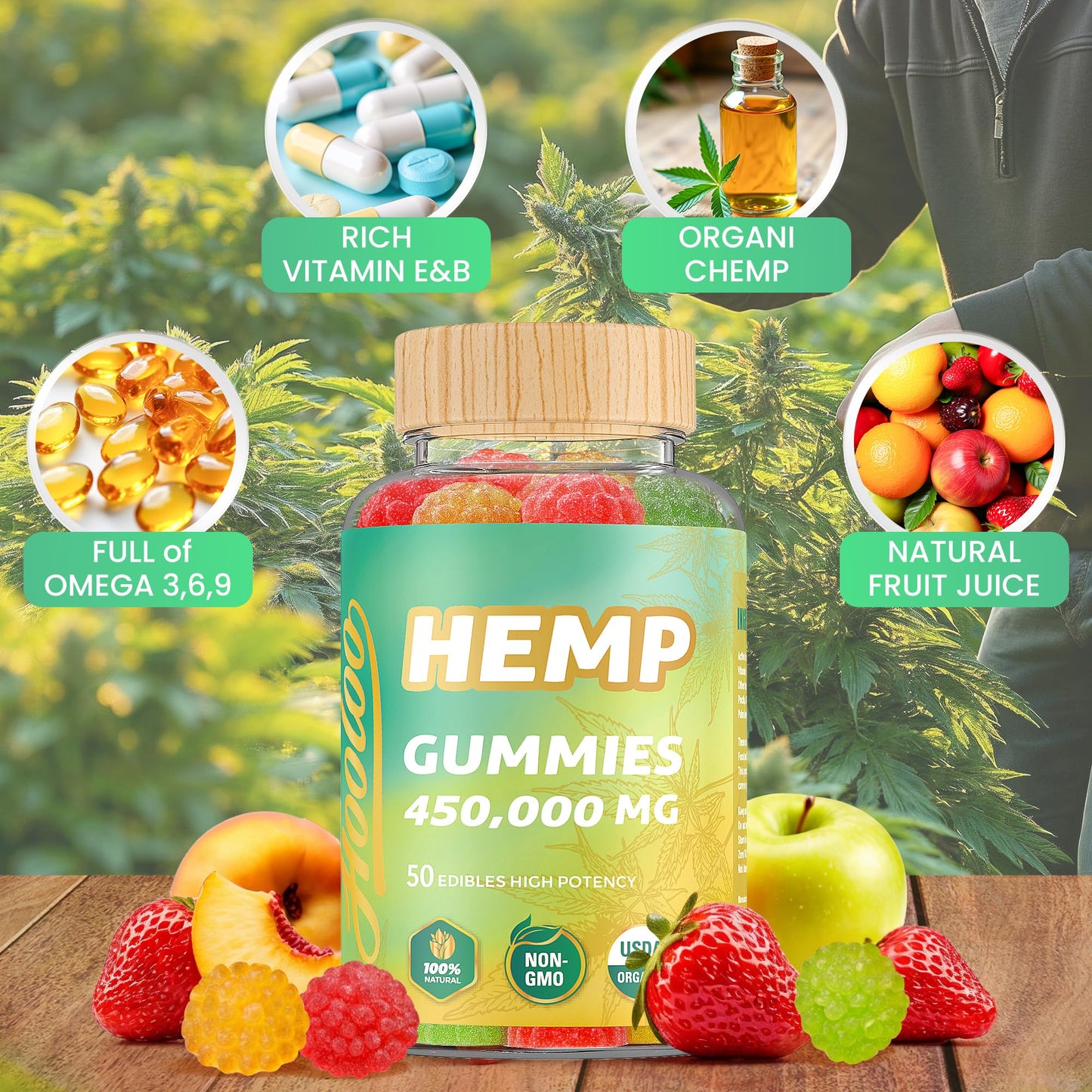 HOOLOO Hemp Gummies Gummy 2-Count