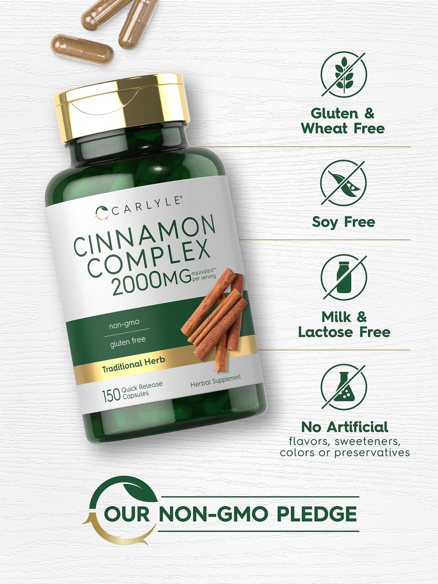 Carlyle Ceylon Cinnamon Complex with Gymnema and Mulberry, 150 Capsules
