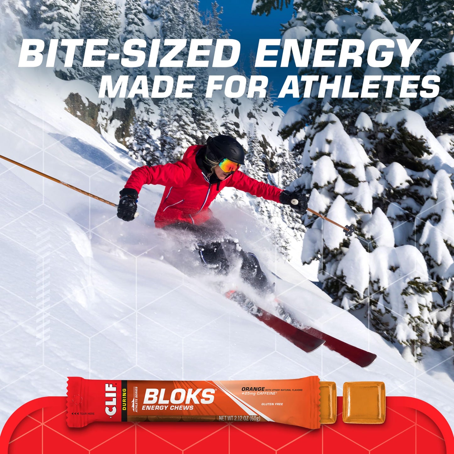 Clif Bloks Energy Chews, Orange Flavor with Caffeine, 18 Count