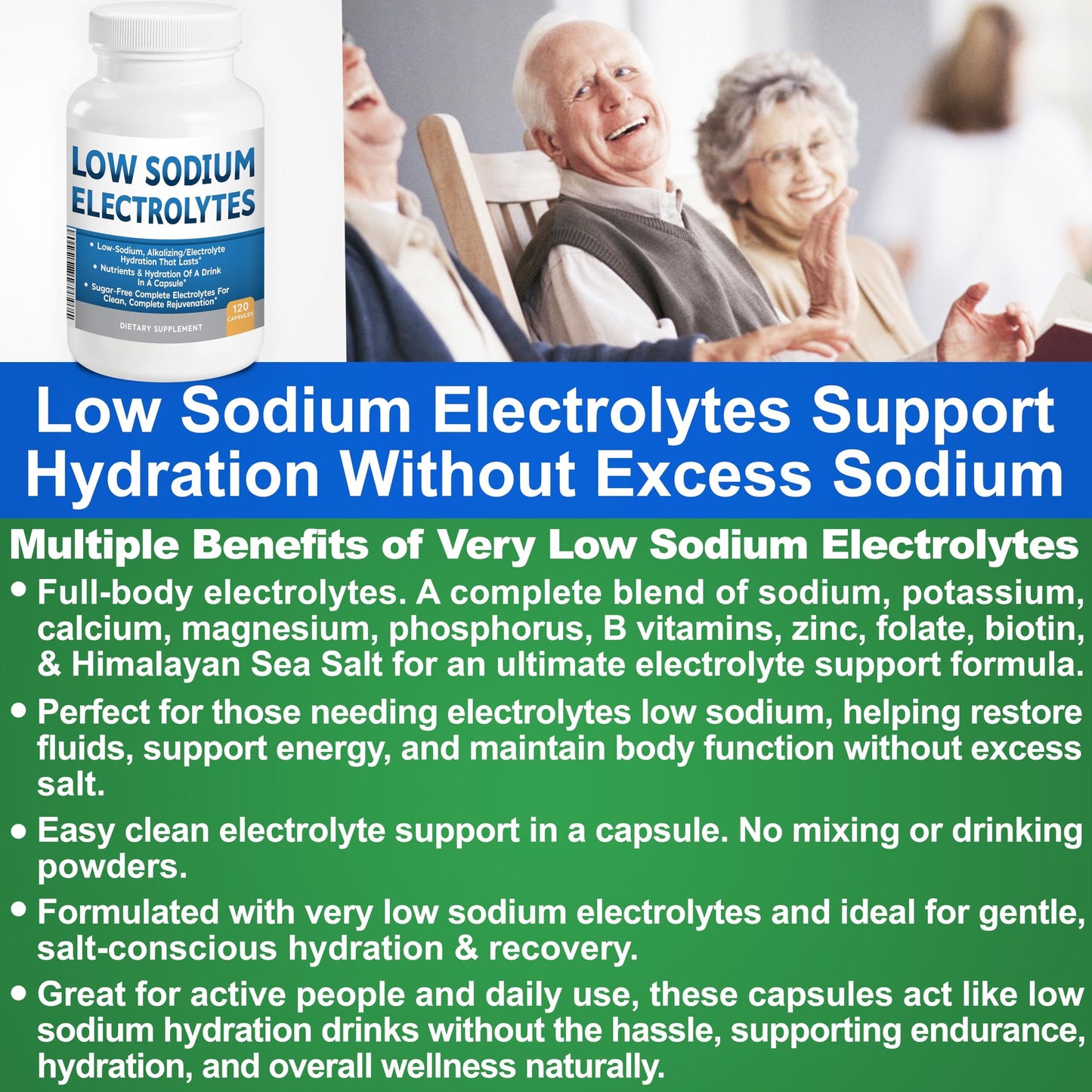 Kidney Restore Low-Sodium Electrolyte Supplement Capsules, 120 Count