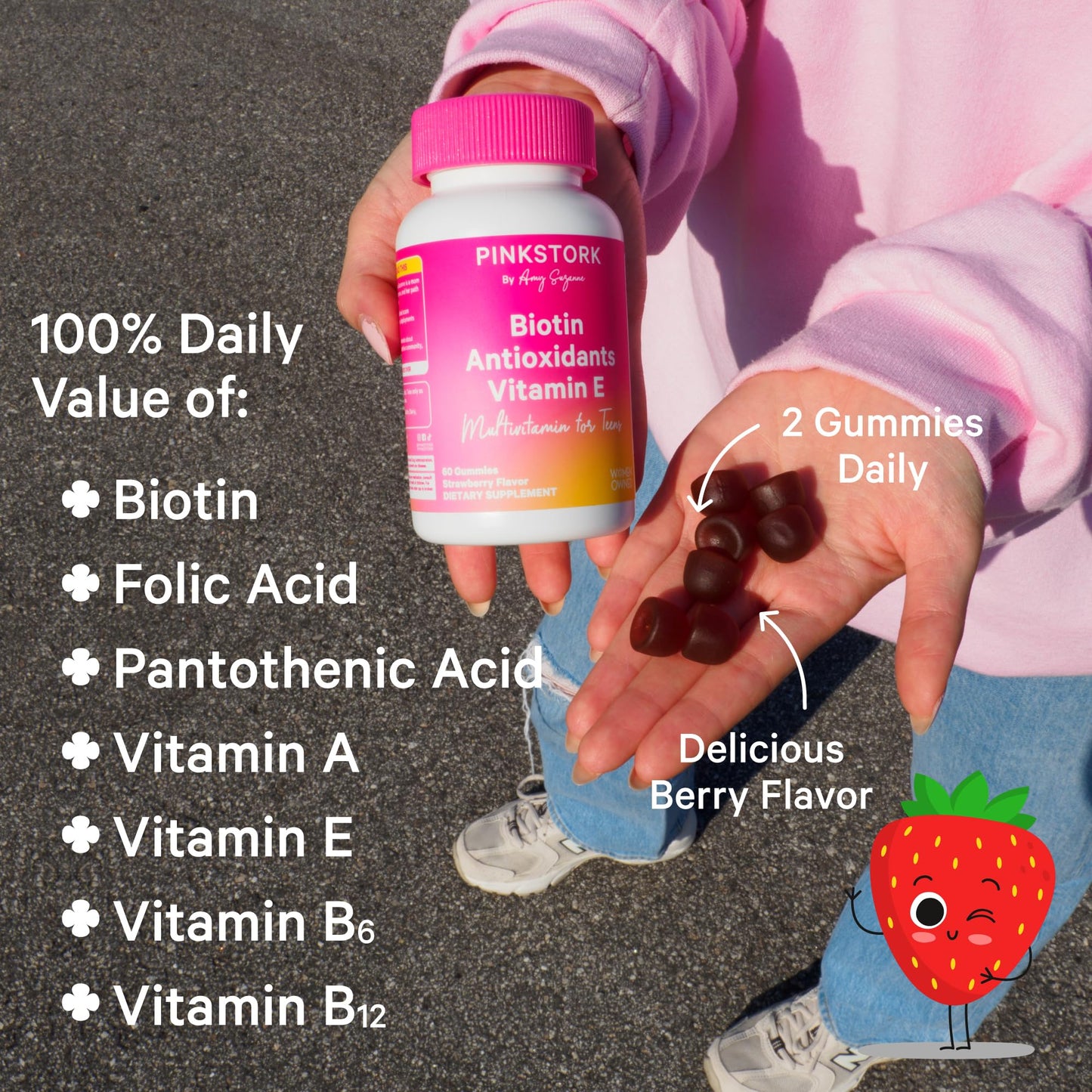 Pink Stork Biotin Multivitamin for Teens Gummy 60