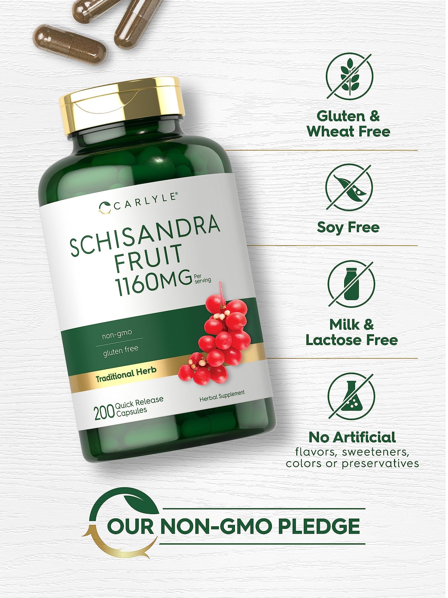 Carlyle Schisandra Supplement 1160 mg Capsule 200 Count