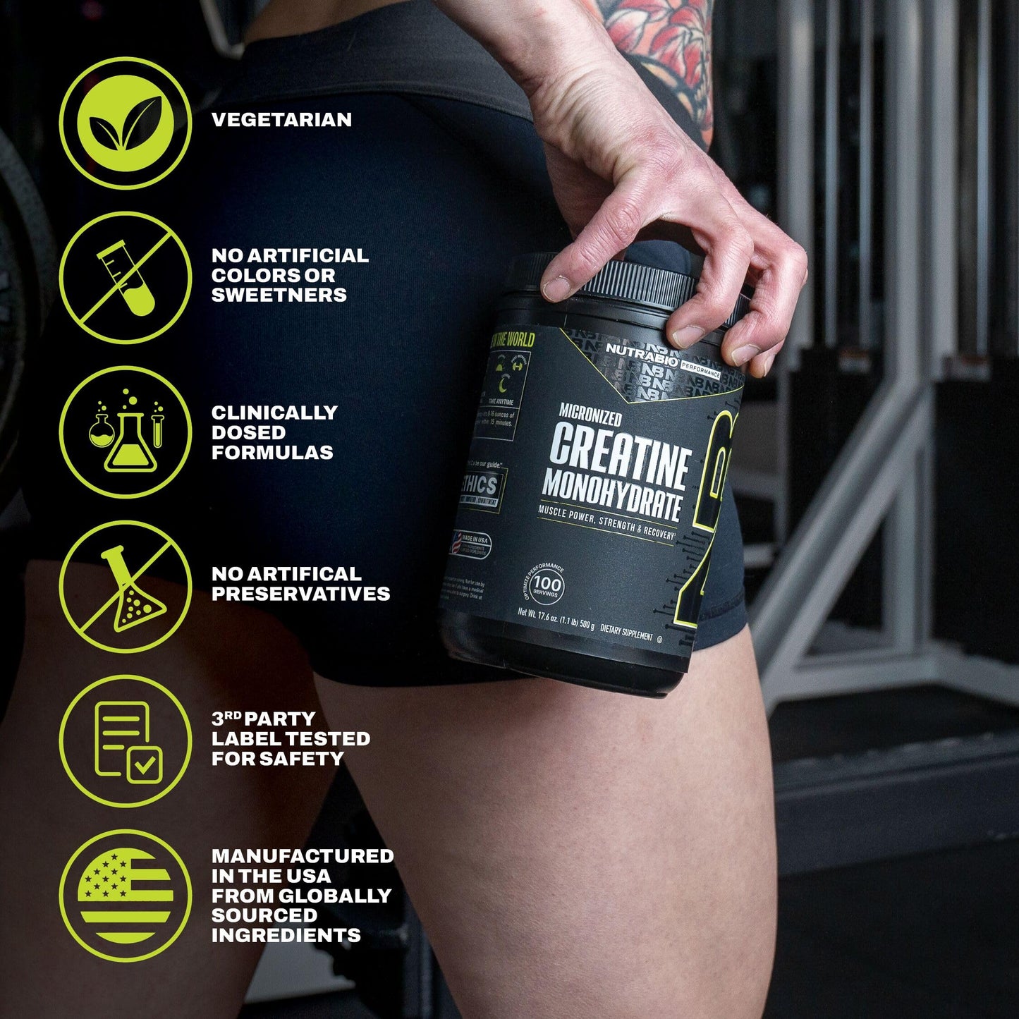 NutraBio Pure Micronized Creatine Monohydrate Powder 17.6 oz