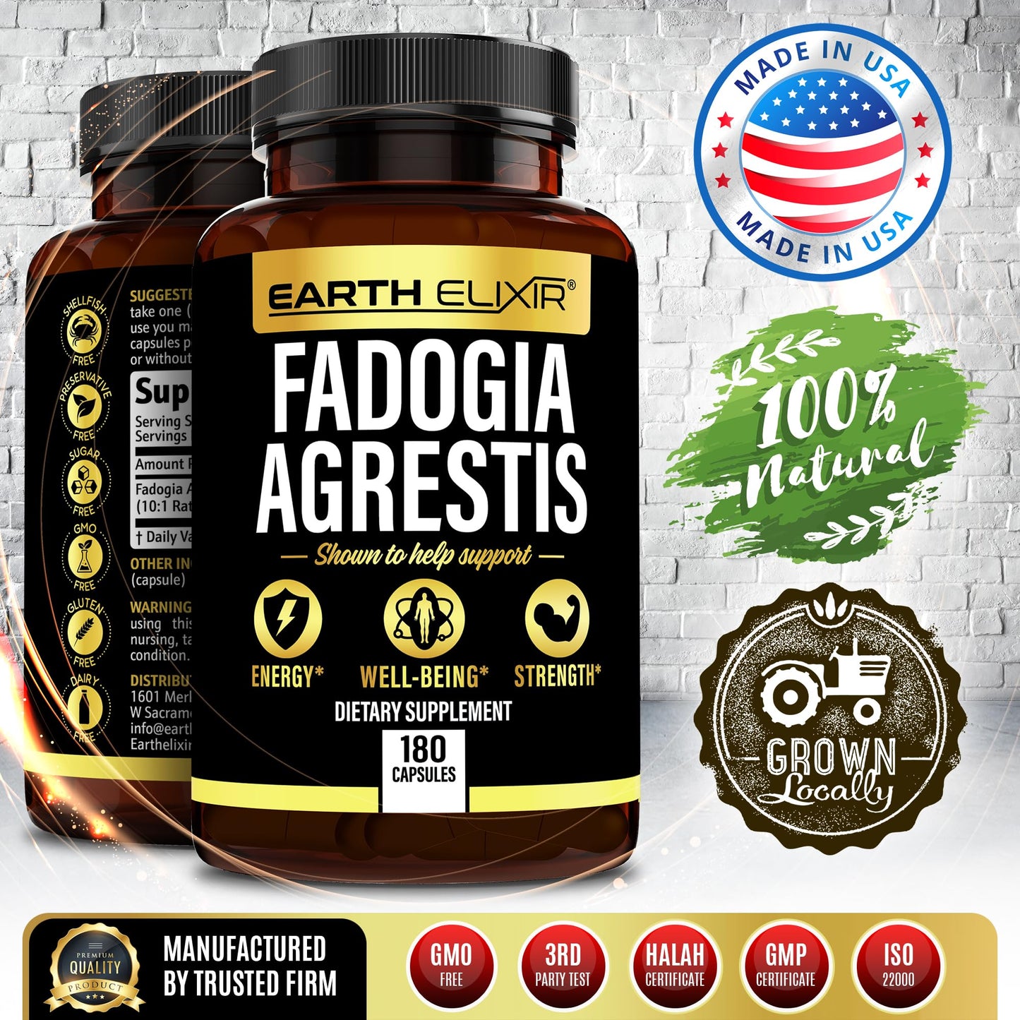 Earth Elixir Fadogia Agrestis Supplement 900mg Capsule, 180 Count