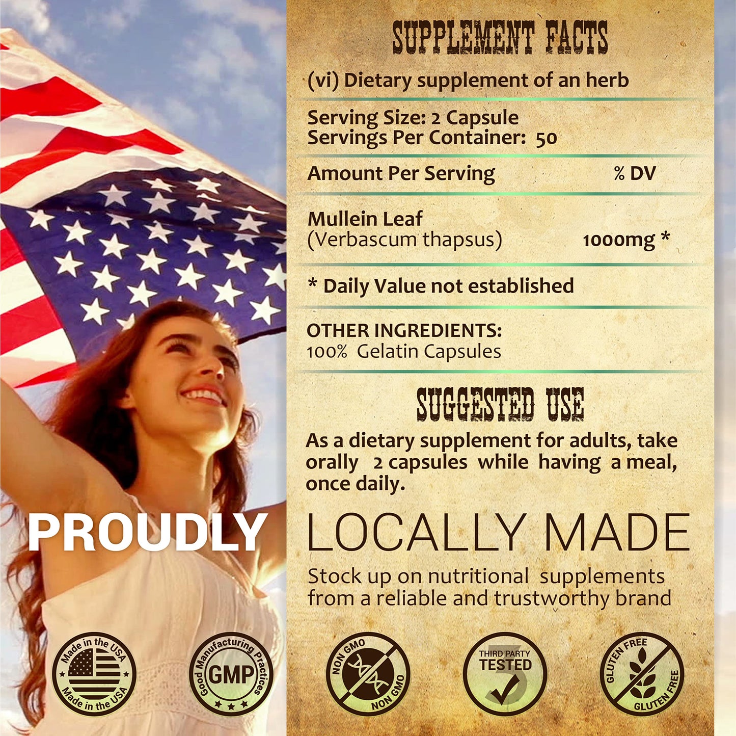 HERBALICIOUS Mullein Leaf Extract 100 Capsules