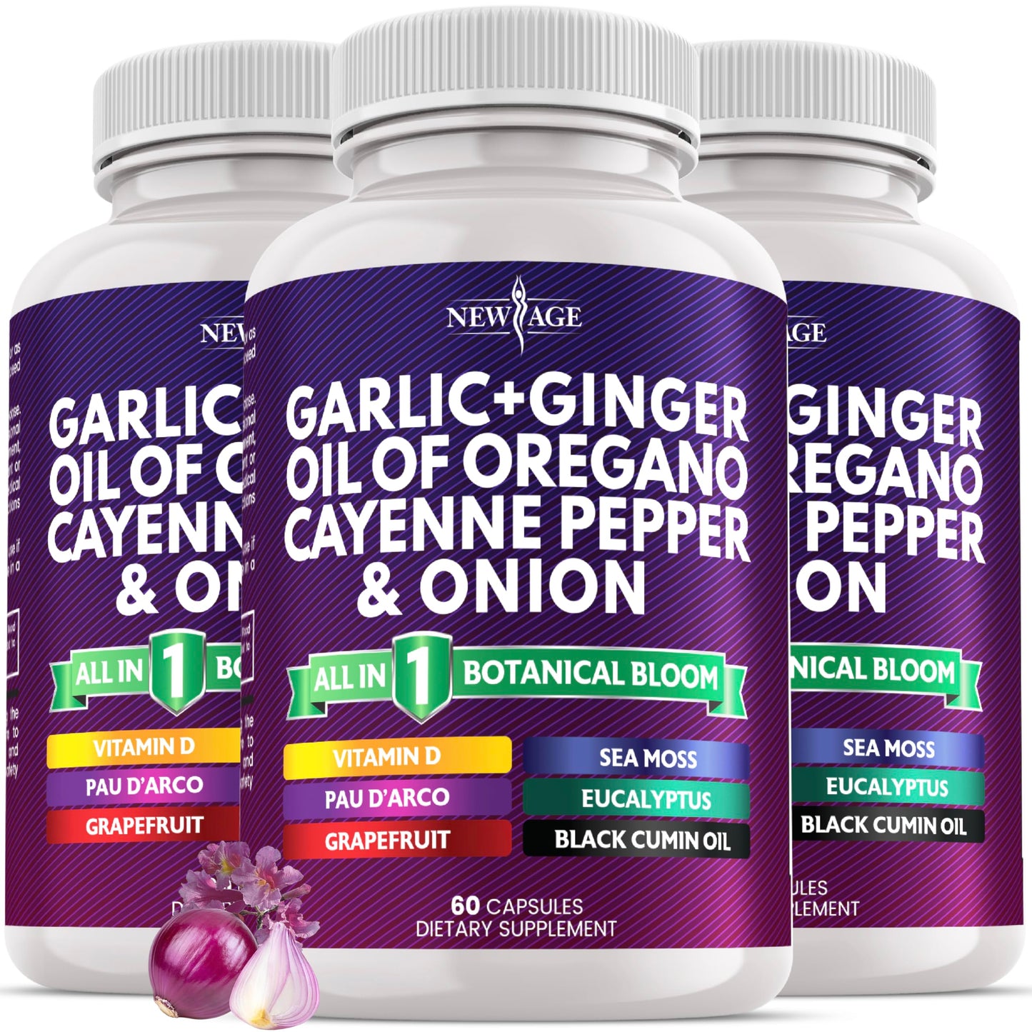 NEW AGE Garlic + Ginger Supplement 180 Capsules