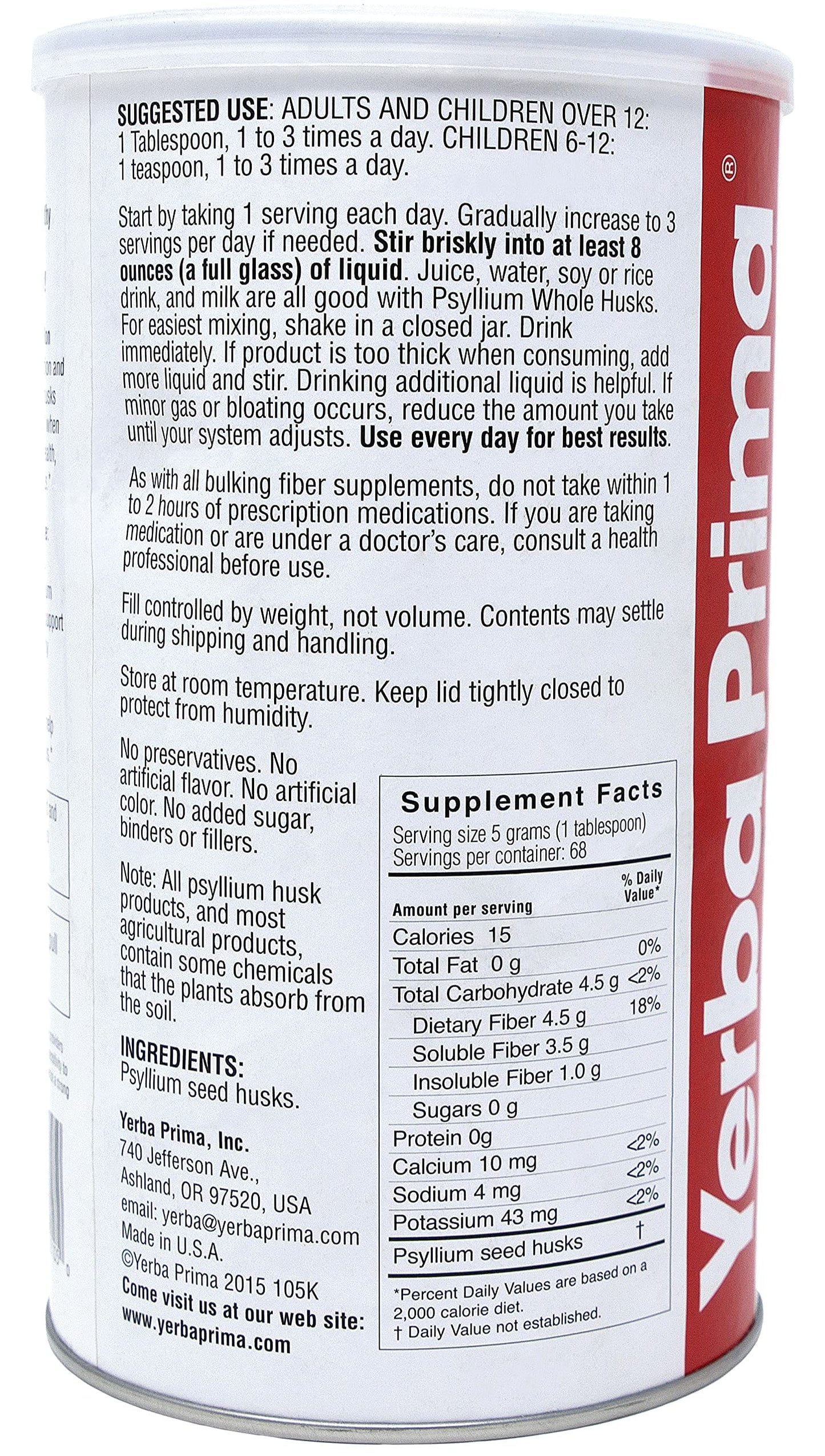 Yerba Prima Psyllium Husk Powder, 12 Ounce