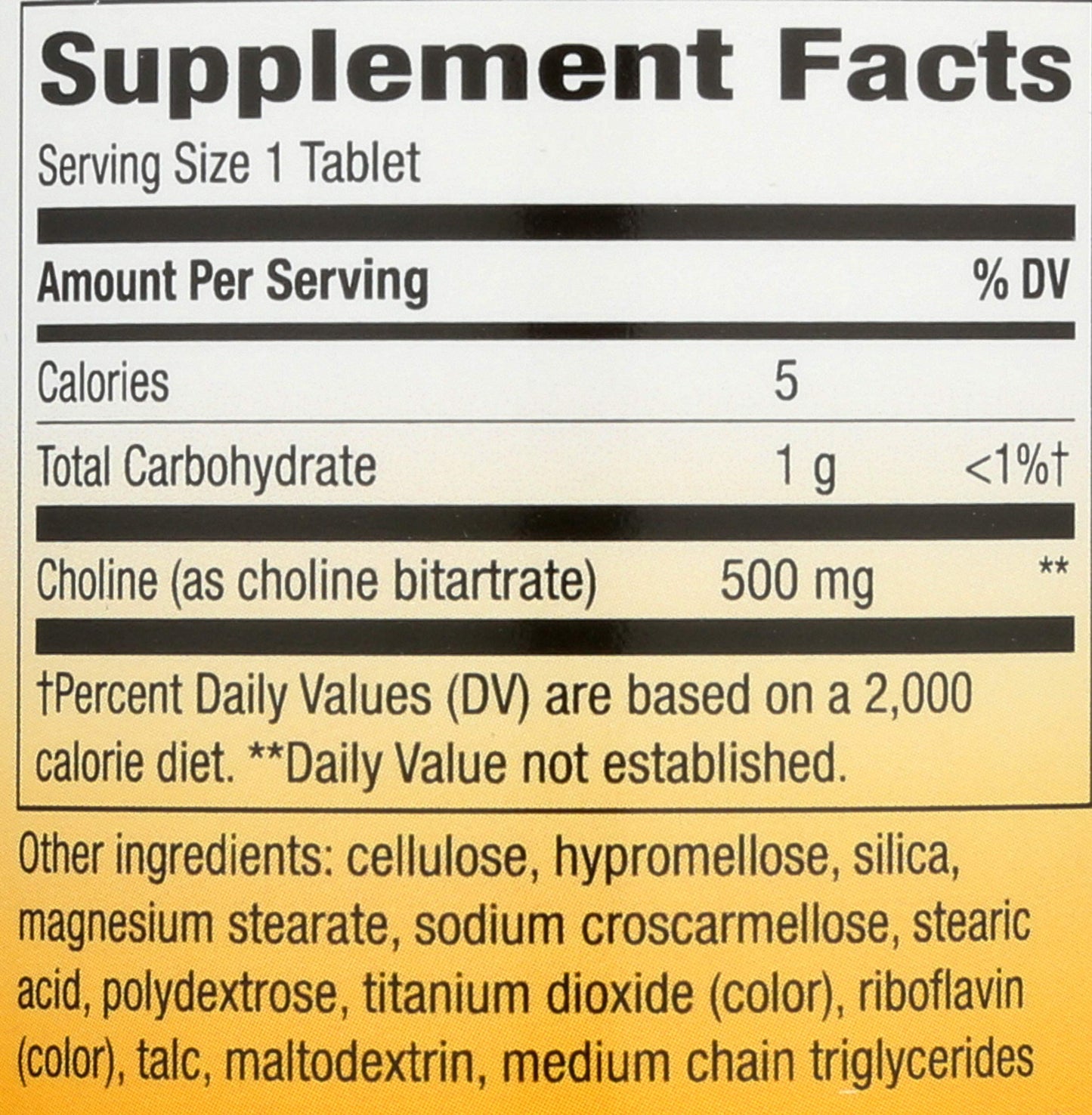 Nature's Way Choline 500mg Tablet, 100 Tablets