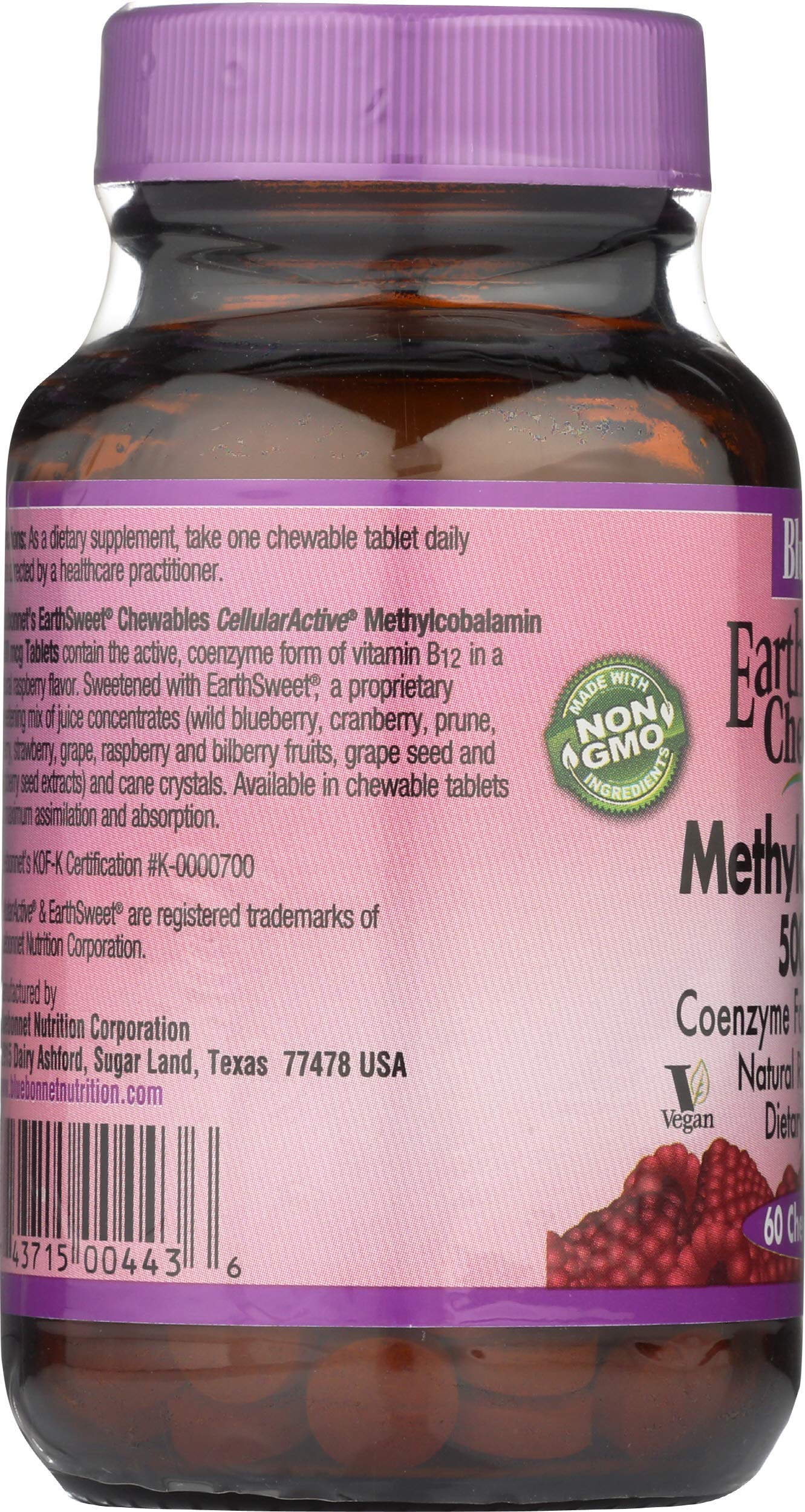 BlueBonnet Methylcobalamin 5000 mcg Chewable Tablets, CellularActive, 60 Count