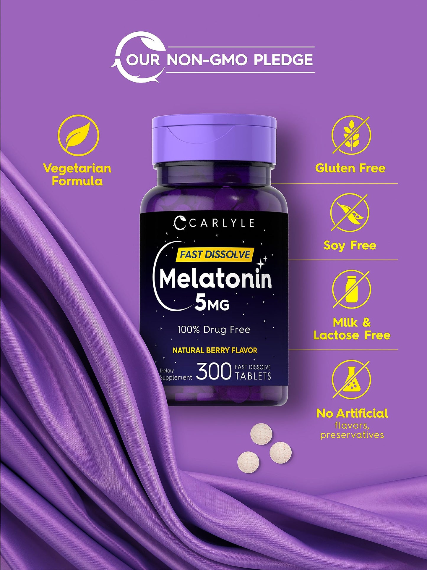 Carlyle Melatonin 5 mg Fast Dissolve 300 Tablets