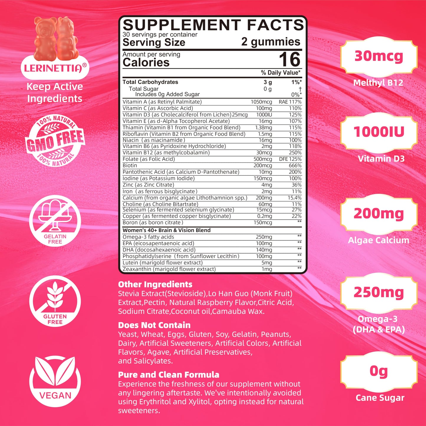 Lerinettia Multivitamin for Women Gummies 60 Count