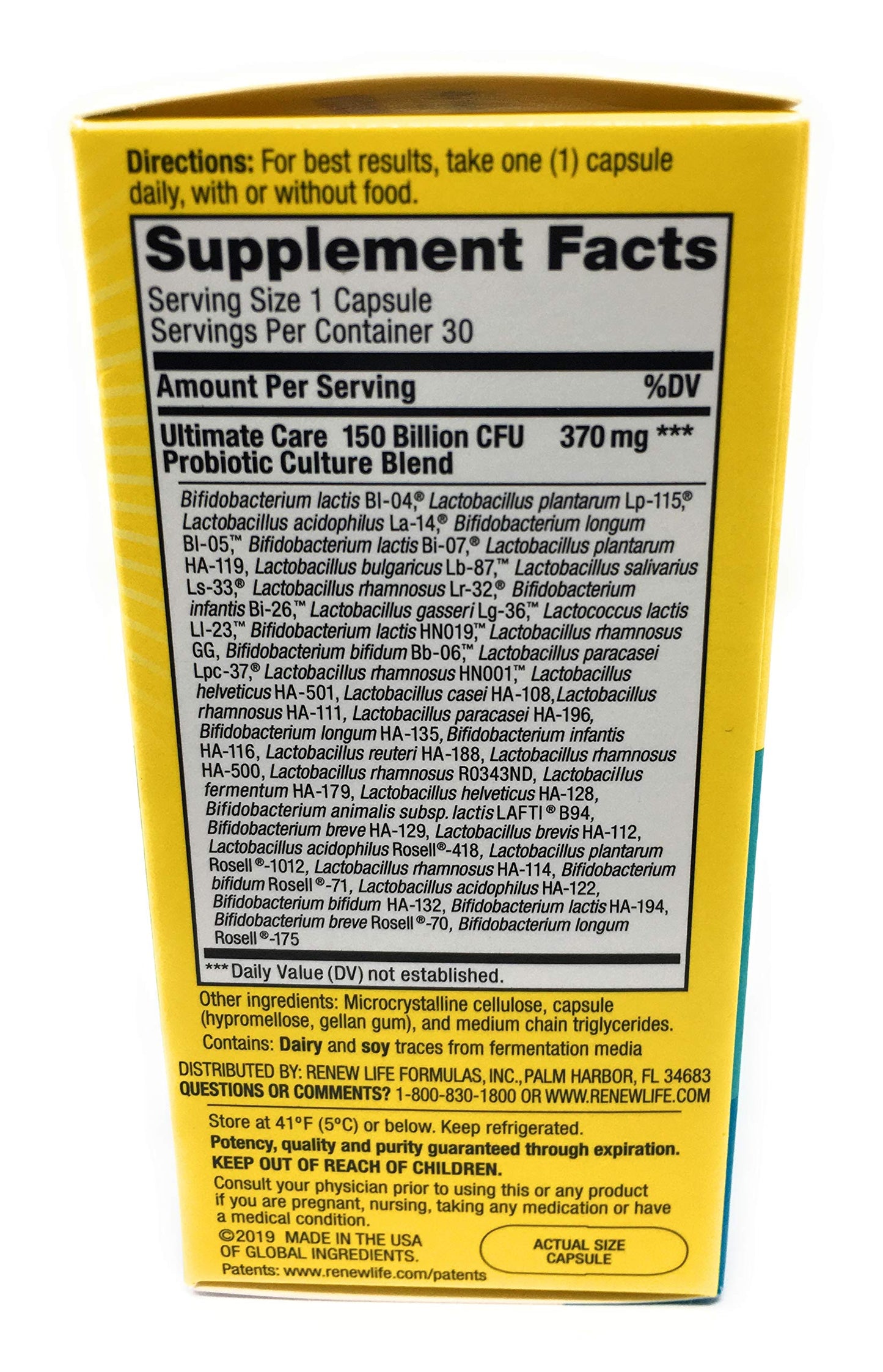Renew Life Probiotic 150B Ultimate Care Capsule 30 Count
