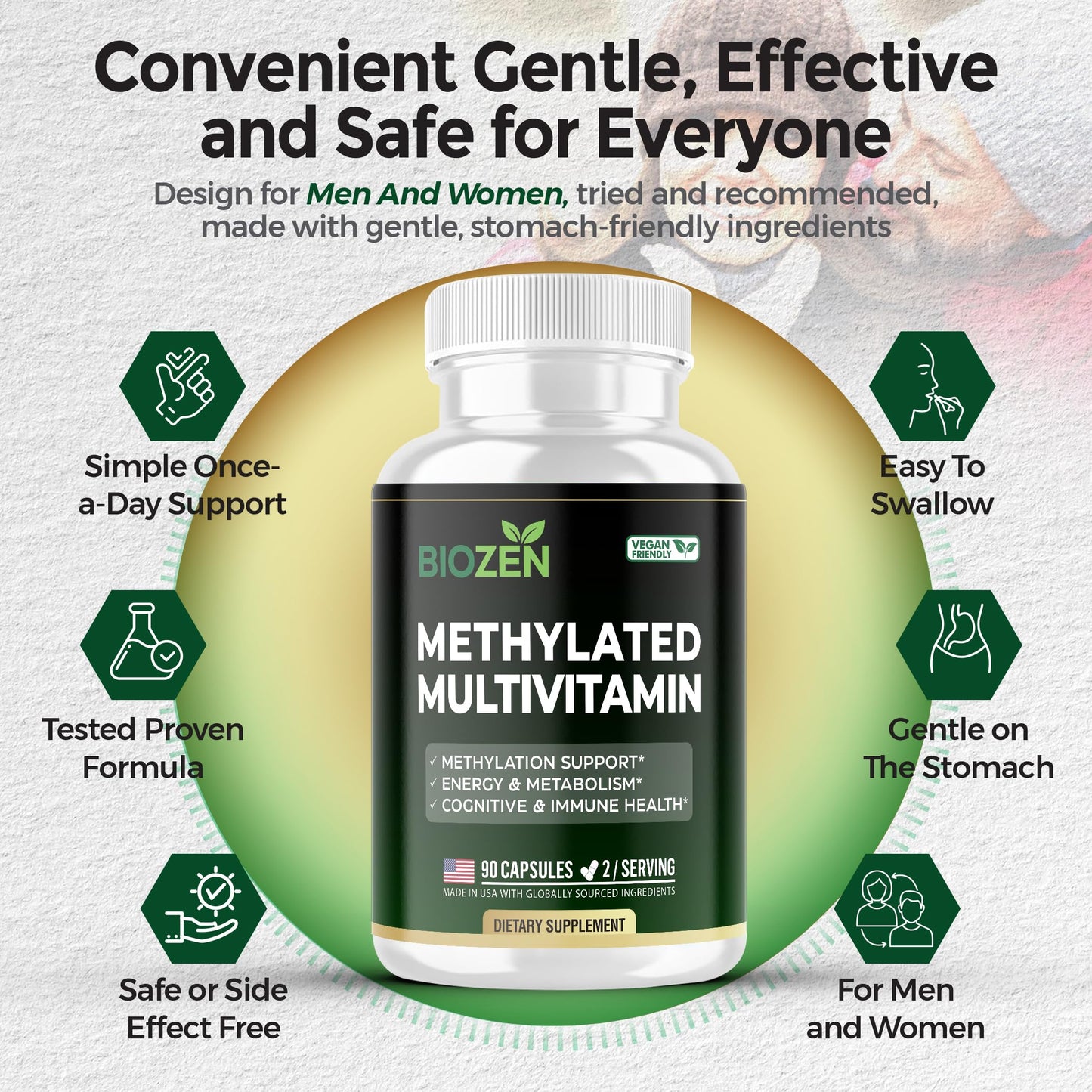BIOZEN Methylated Multivitamin B Complex Capsule 90 Count