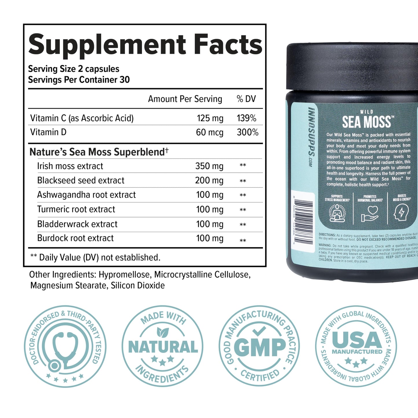 InnoSupps Wild Sea Moss Capsules 60 Count