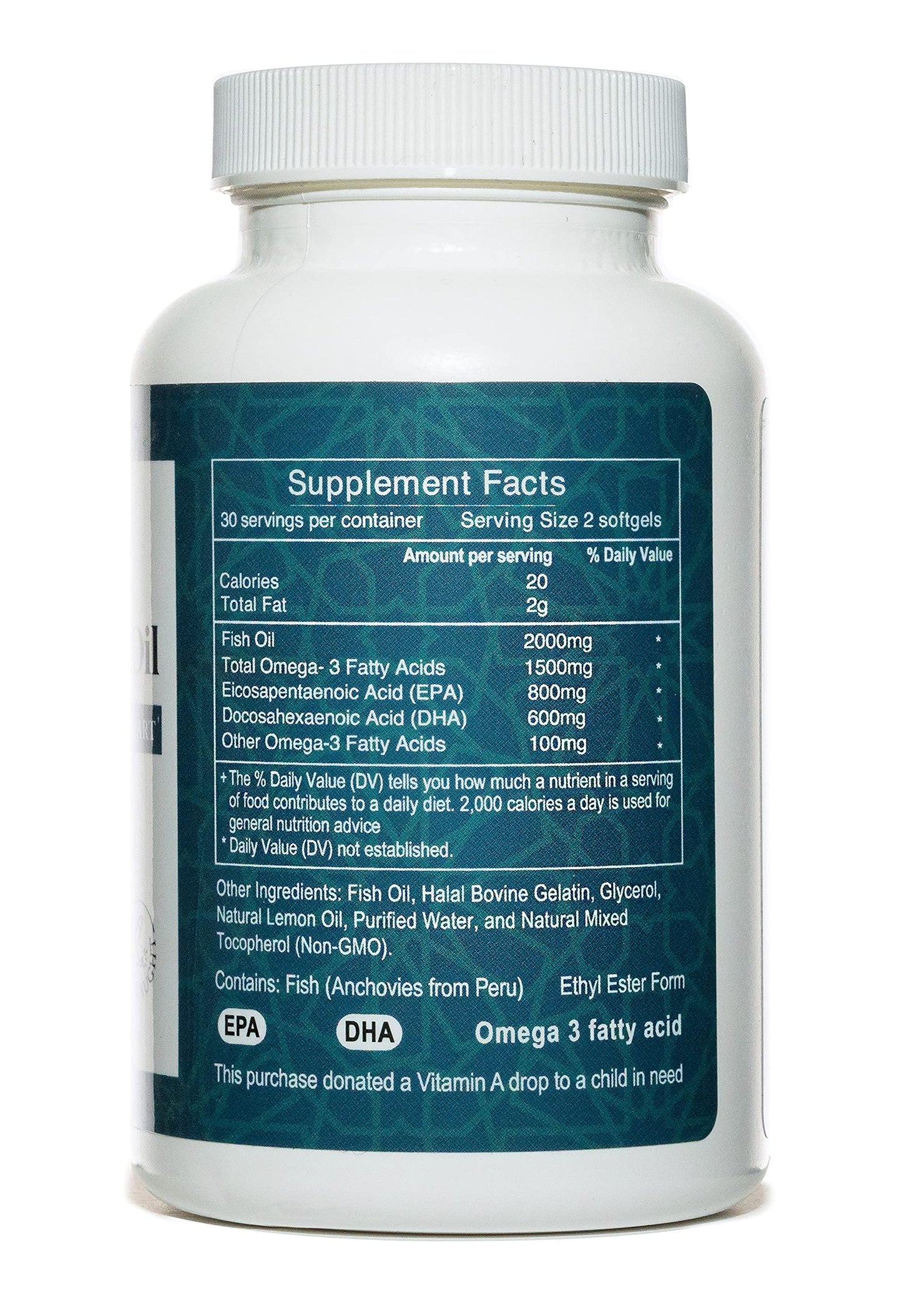 Salaam Nutritionals Halal Fish Oil Burpless Omega-3 DHA+EPA 2000mg Softgel, 60 Count