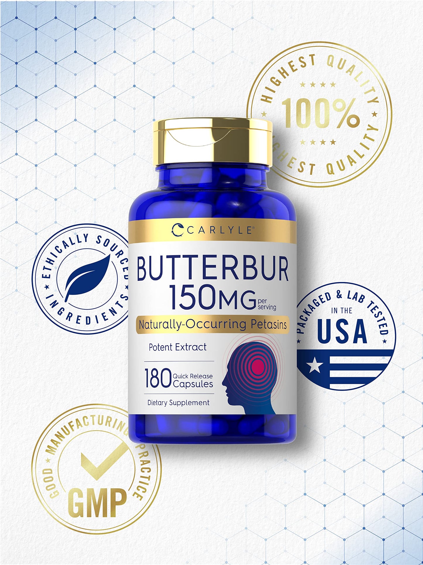 Carlyle Butterbur Supplement 150 mg 180 Capsules