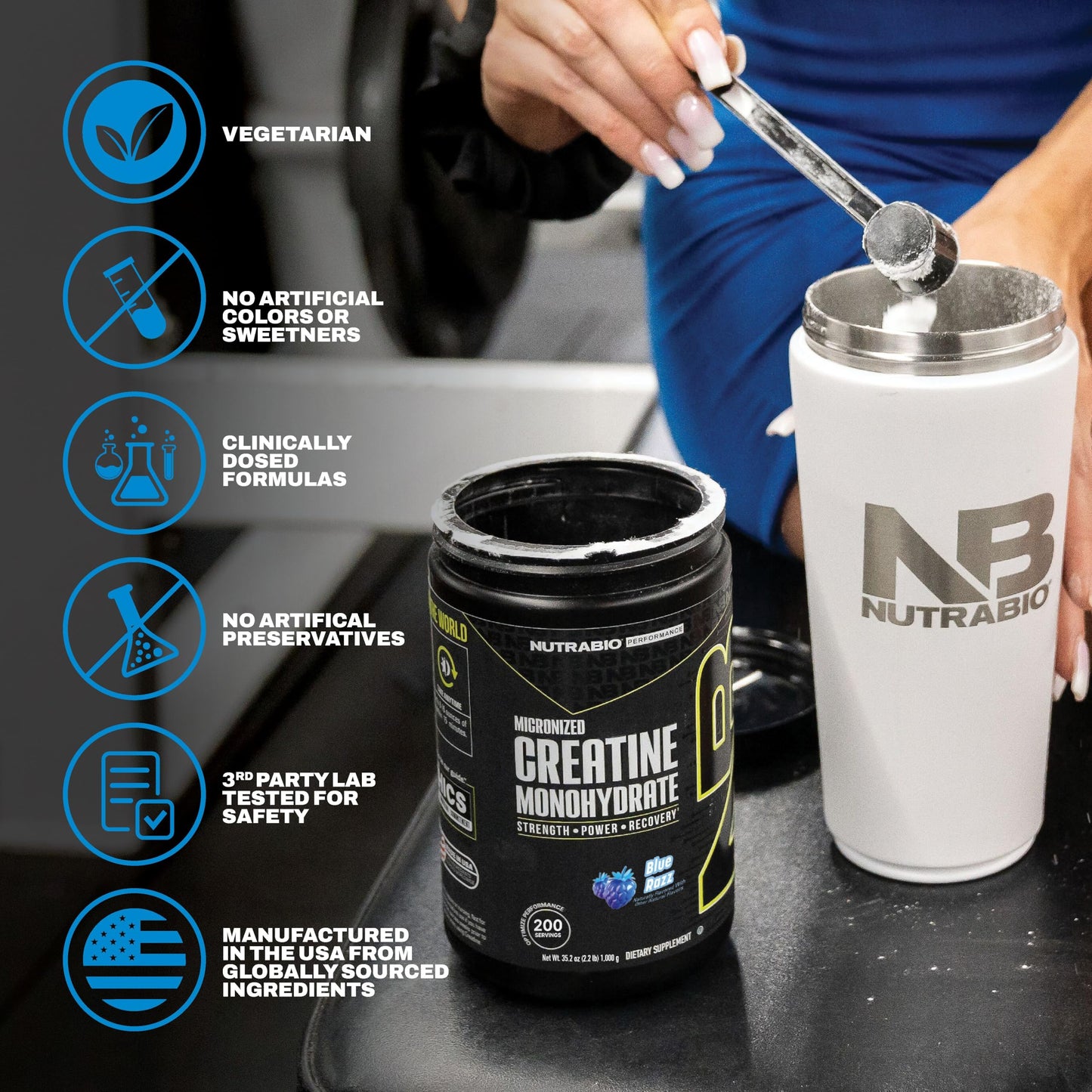 NutraBio Pure Micronized Creatine Monohydrate Powder (14.08) 300 g