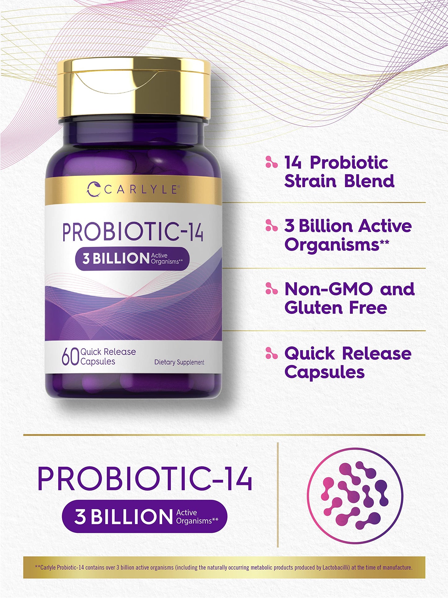 Carlyle Probiotic 3 Billion CFU 14 Strains 60 Capsules