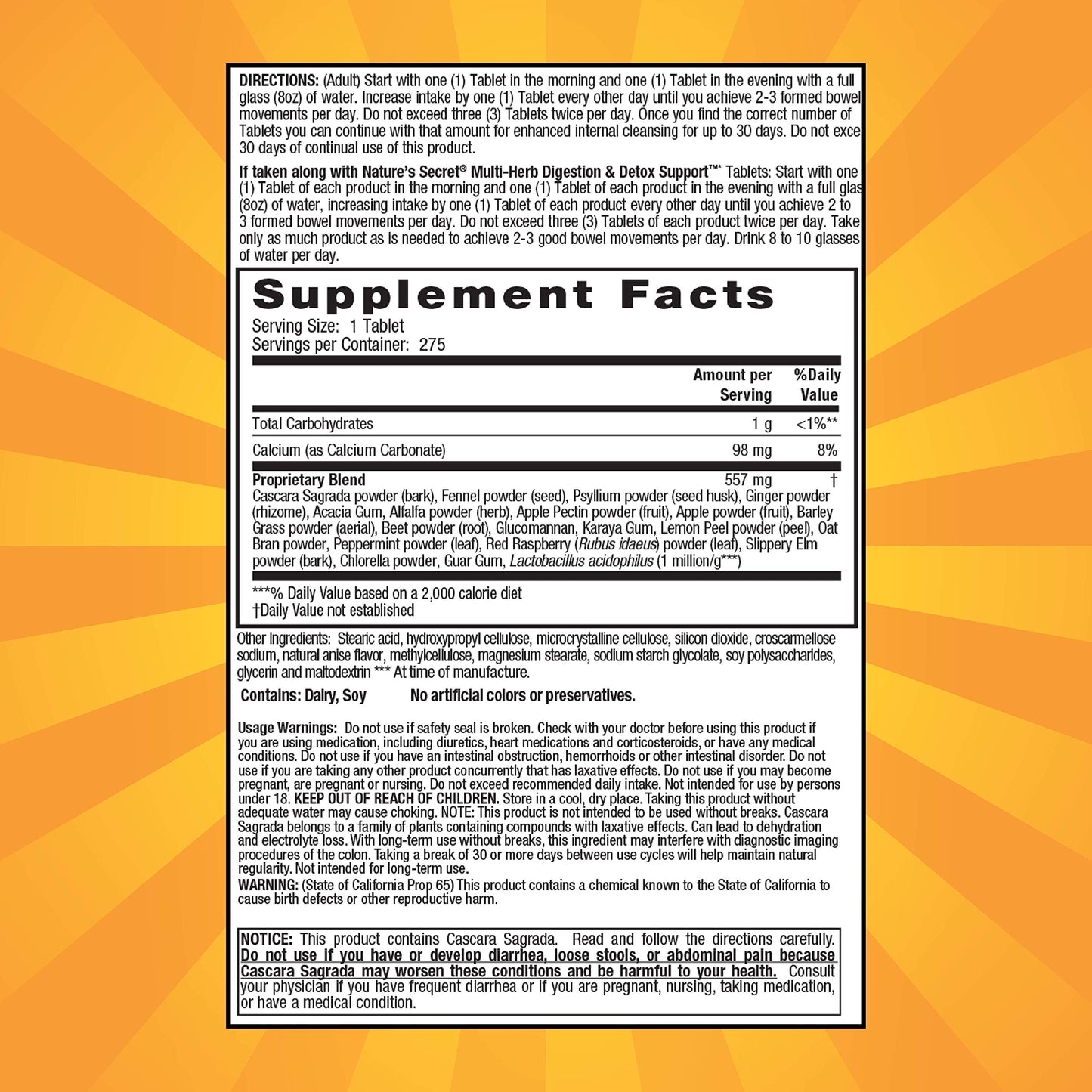Nature's Secret Multi-Herb Colon Cleanse Tablets 275