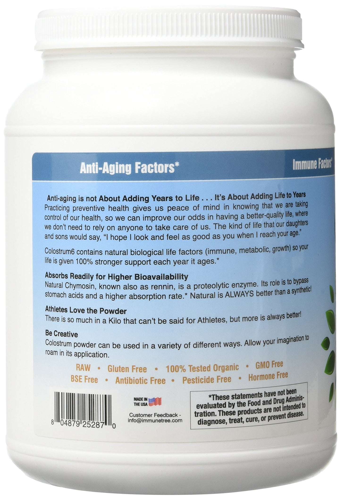 Immune-Tree 100% Pure Bovine Colostrum Powder (Grass-Fed) 35