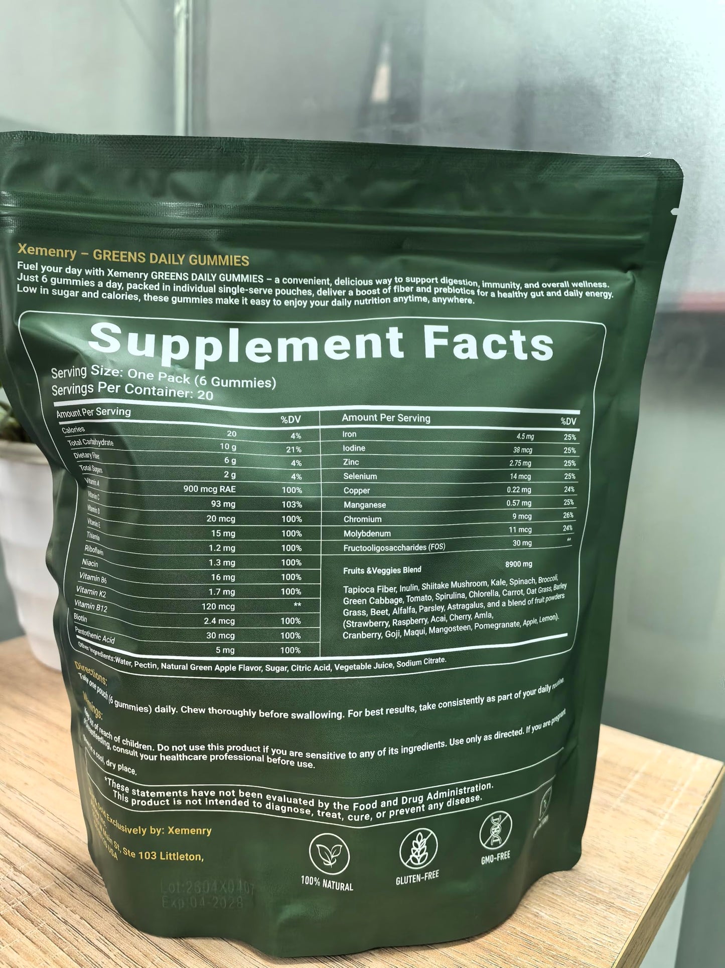 Xemenry Super Greens Multivitamin Gummies 120 Count