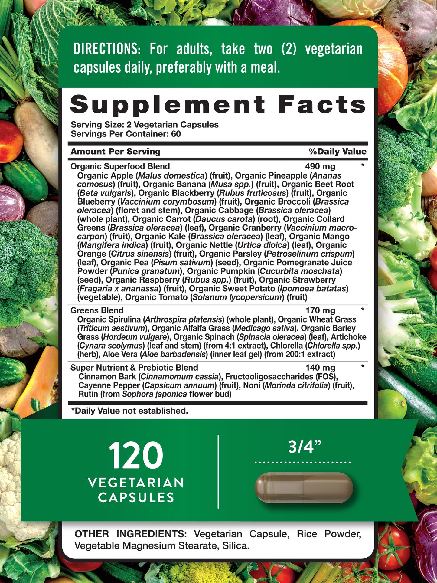 Nature's Truth Fruit and Veggies Supplement Capsules 120
