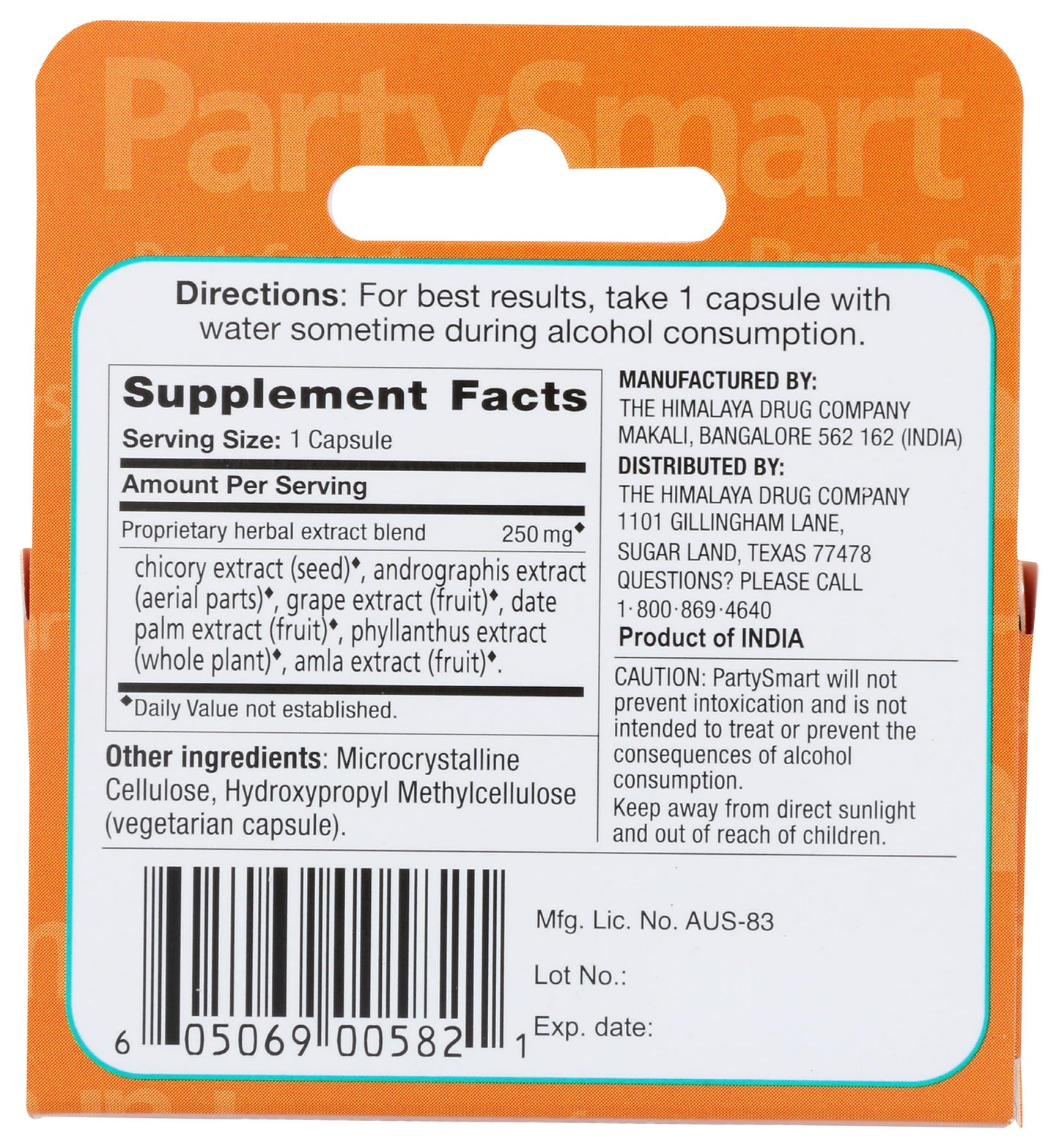 Himalaya Party Smart Carded Single Dose Herbal Supplement 1 Capsule