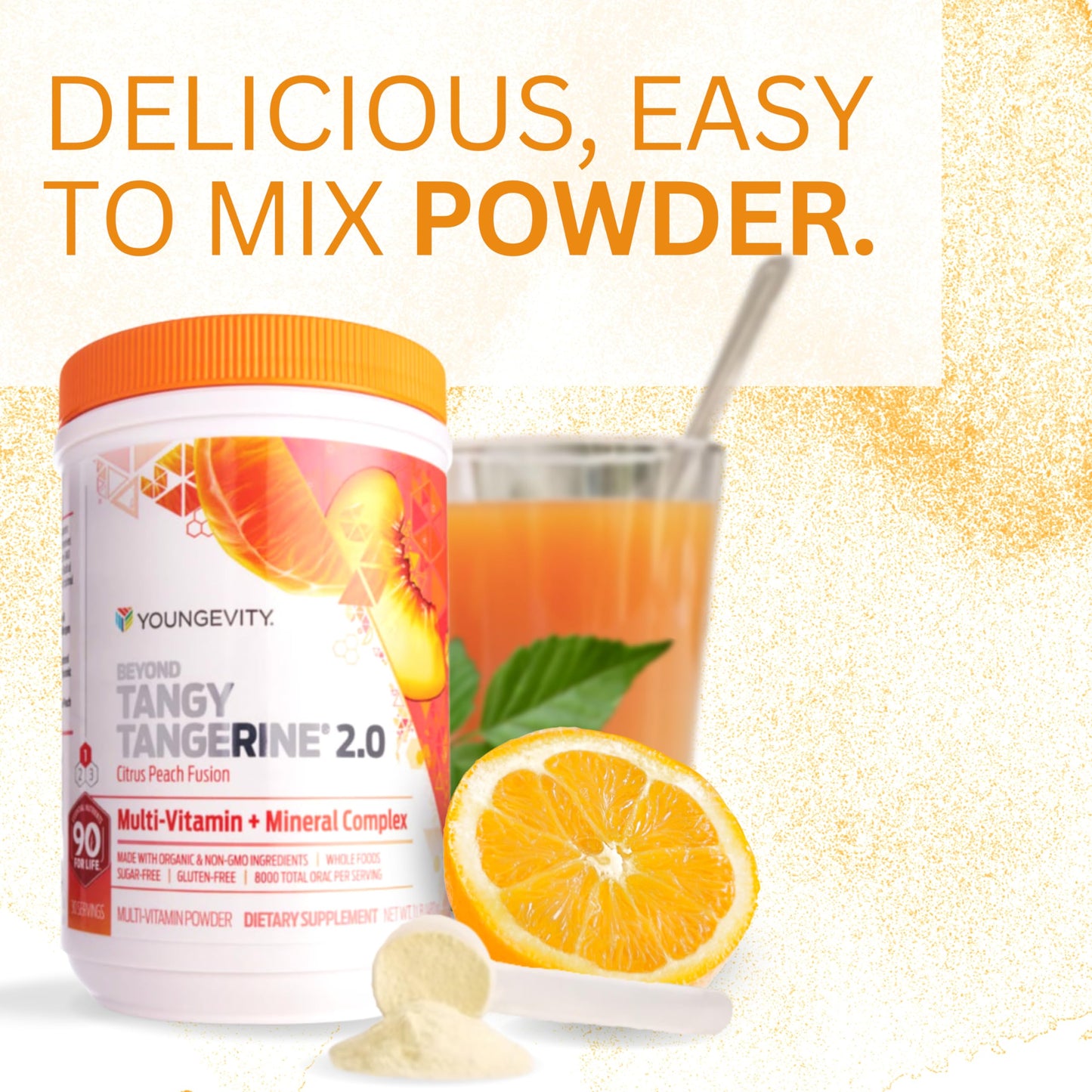 Youngevity Beyond Tangy Tangerine 2.0 Citrus Peach Multivitamin Powder 31.5 oz