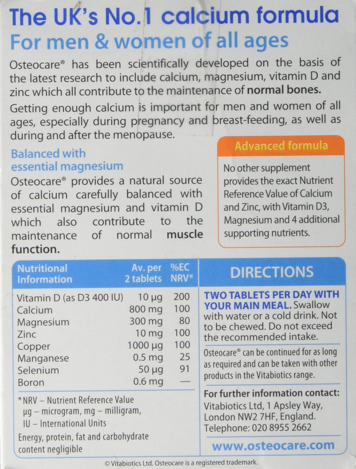 Vitabiotics Osteocare 90 Tablets