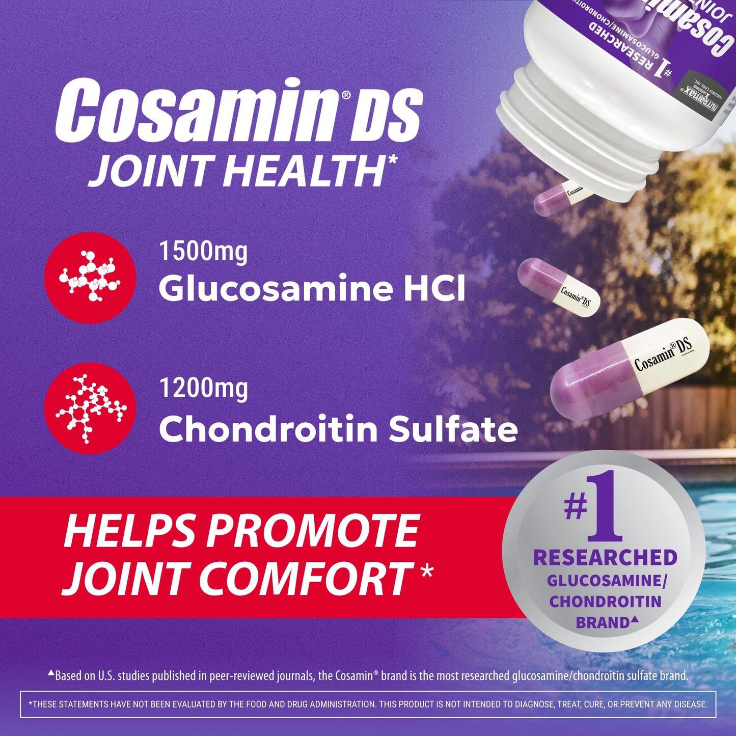 Nutramax Laboratories Cosamin DS Joint Health Supplement with Glucosamine & Chondroitin 180 Capsules