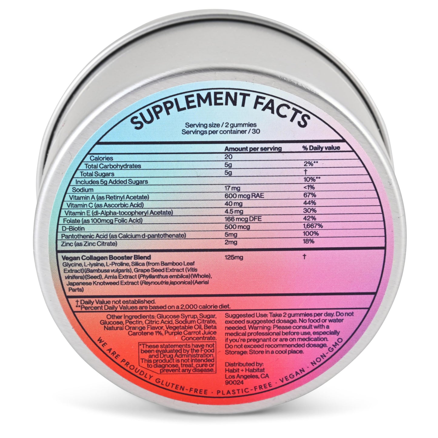 Habit + Habitat Vegan Beauty Support Gummies Collagen Booster with Biotin, Vitamin C, A, E, Folic Acid, and More, 60 Gummies