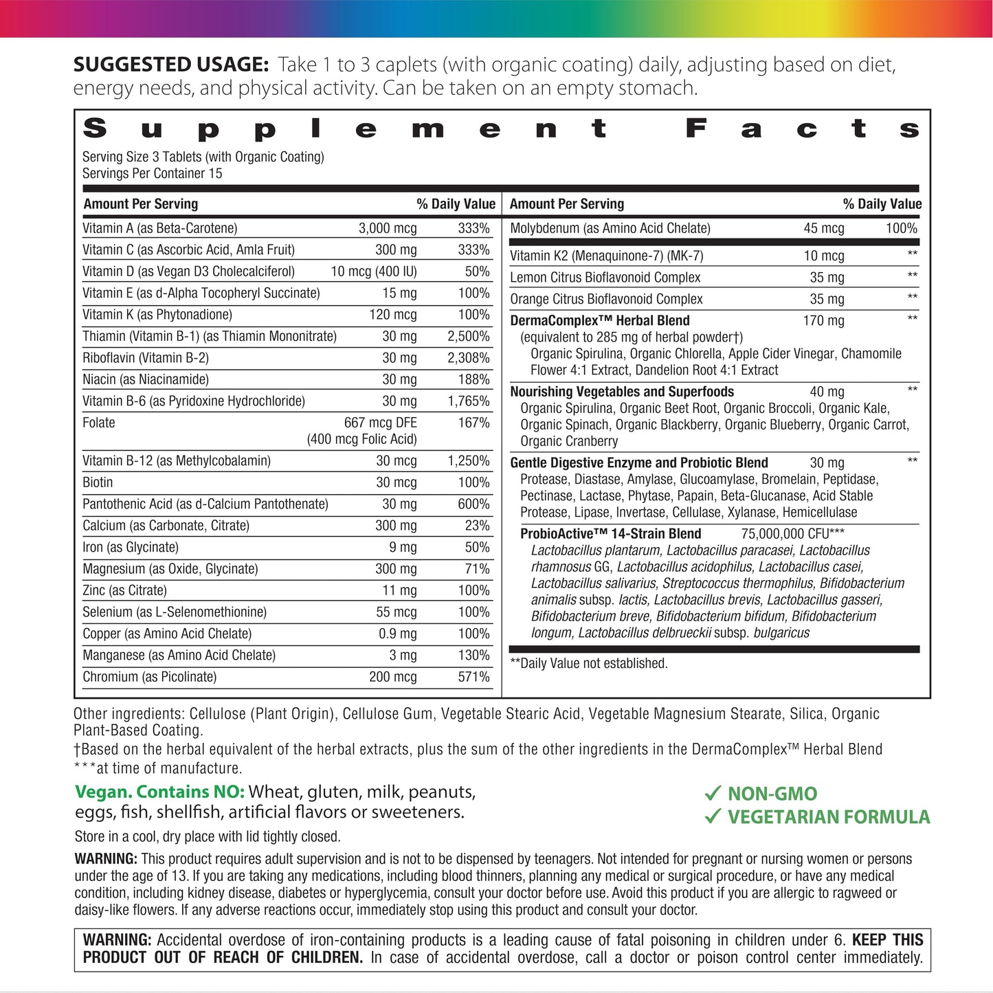 Rainbow Light Teen Multivitamin Tablet 60 Count for Boys and Girls