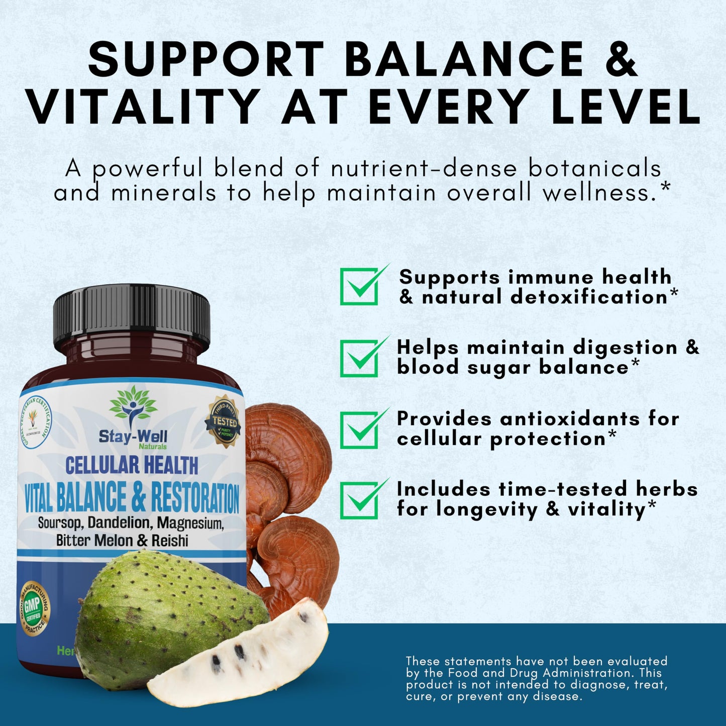 Stay-Well Naturals Soursop Capsules with Black Seed Oil, Sea Moss, Moringa, Turmeric, Resveratrol and Green Tea – Cellular Health, Immune, Antioxidant Support Formula – 180 Capsules