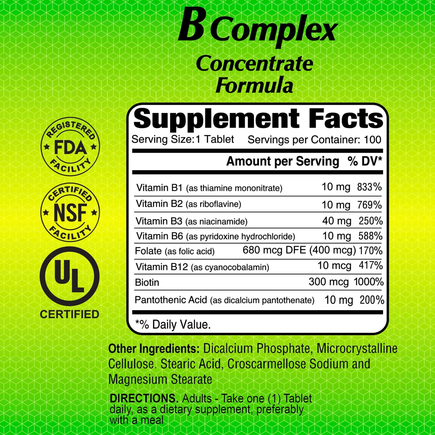 ALFA VITAMINS B Complex Formula Tablet 100 Tablets